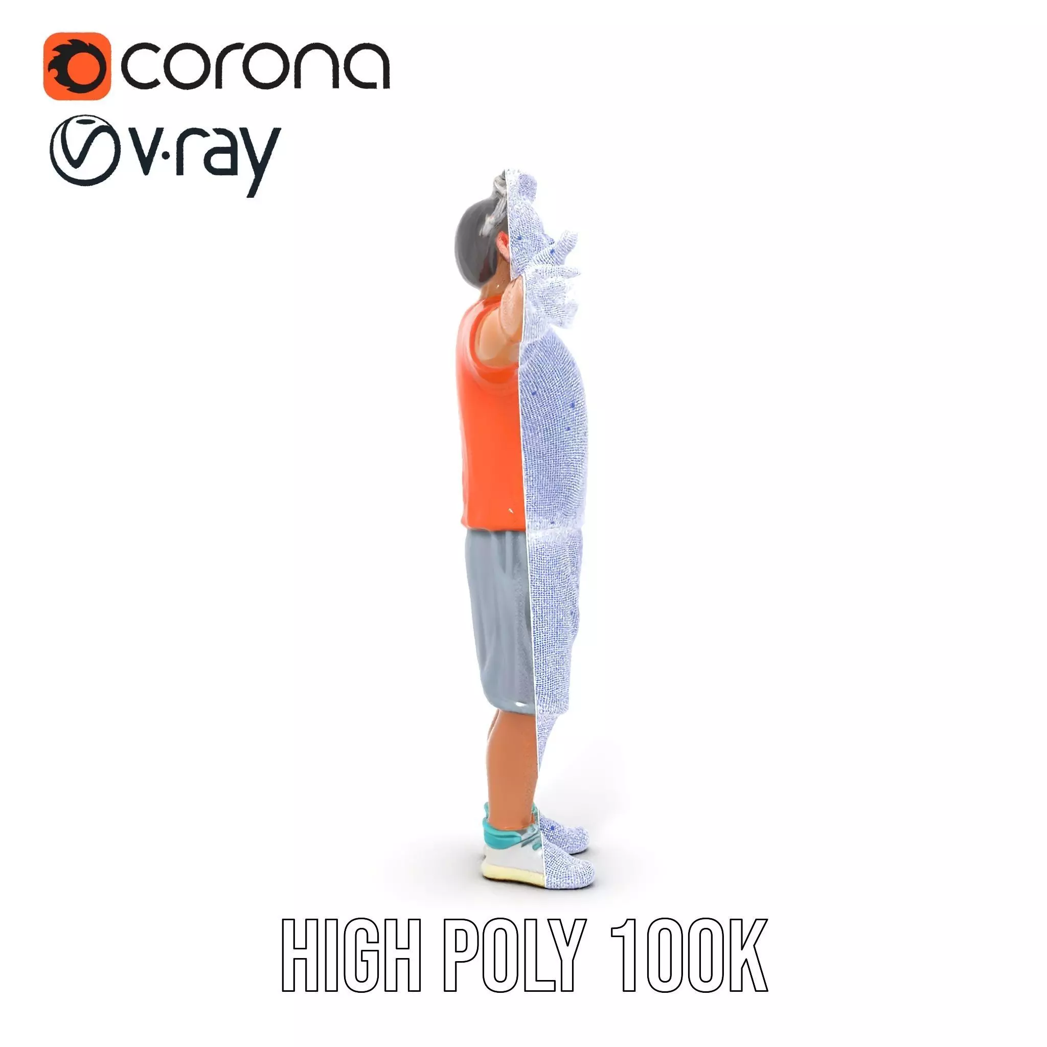 Elderly Man Character Model Pack with Fun Pose Low-poly 3D model_28