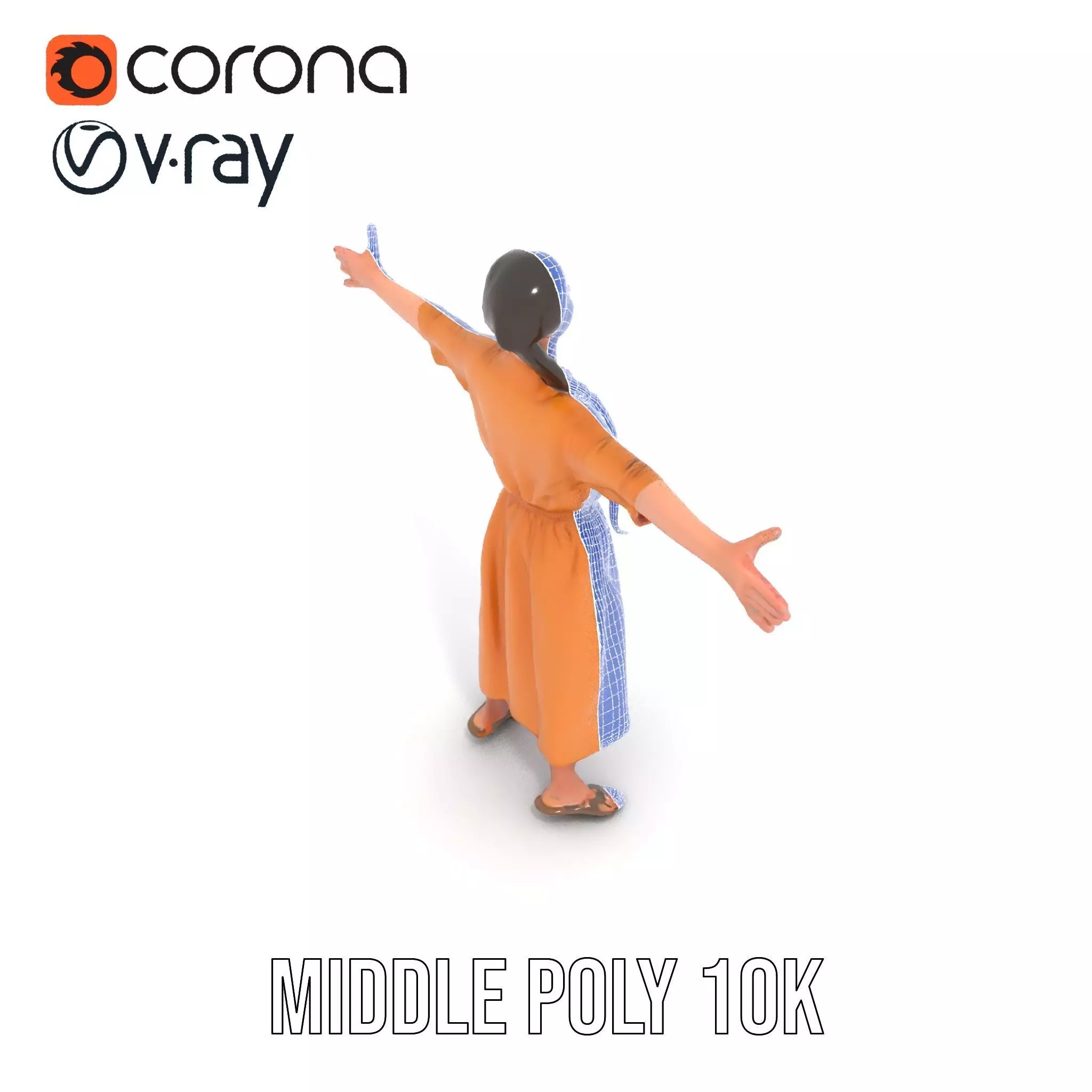 Casual Dress Character Model Pack for Animation and Games Low-poly 3D model_13