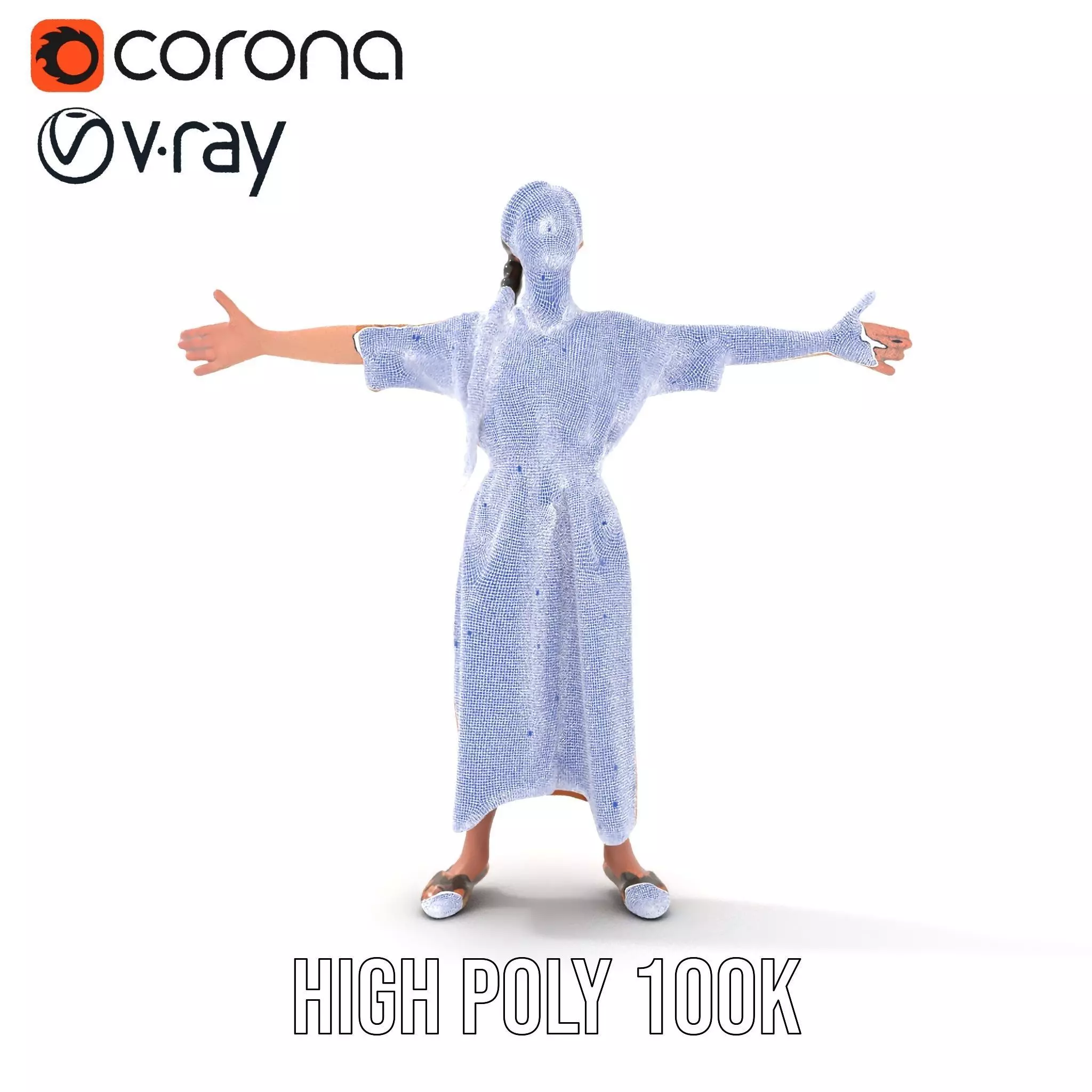 Casual Dress Character Model Pack for Animation and Games Low-poly 3D model_28