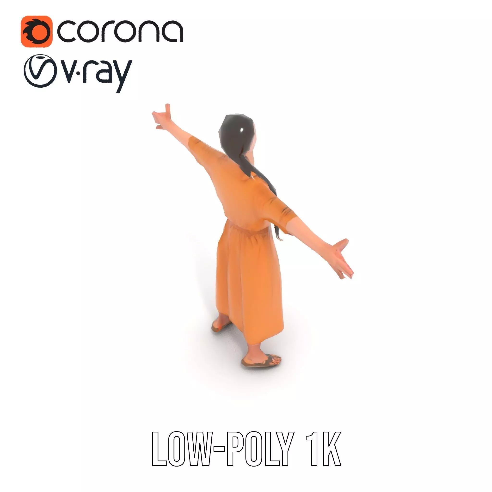 Casual Dress Character Model Pack for Animation and Games Low-poly 3D model_25