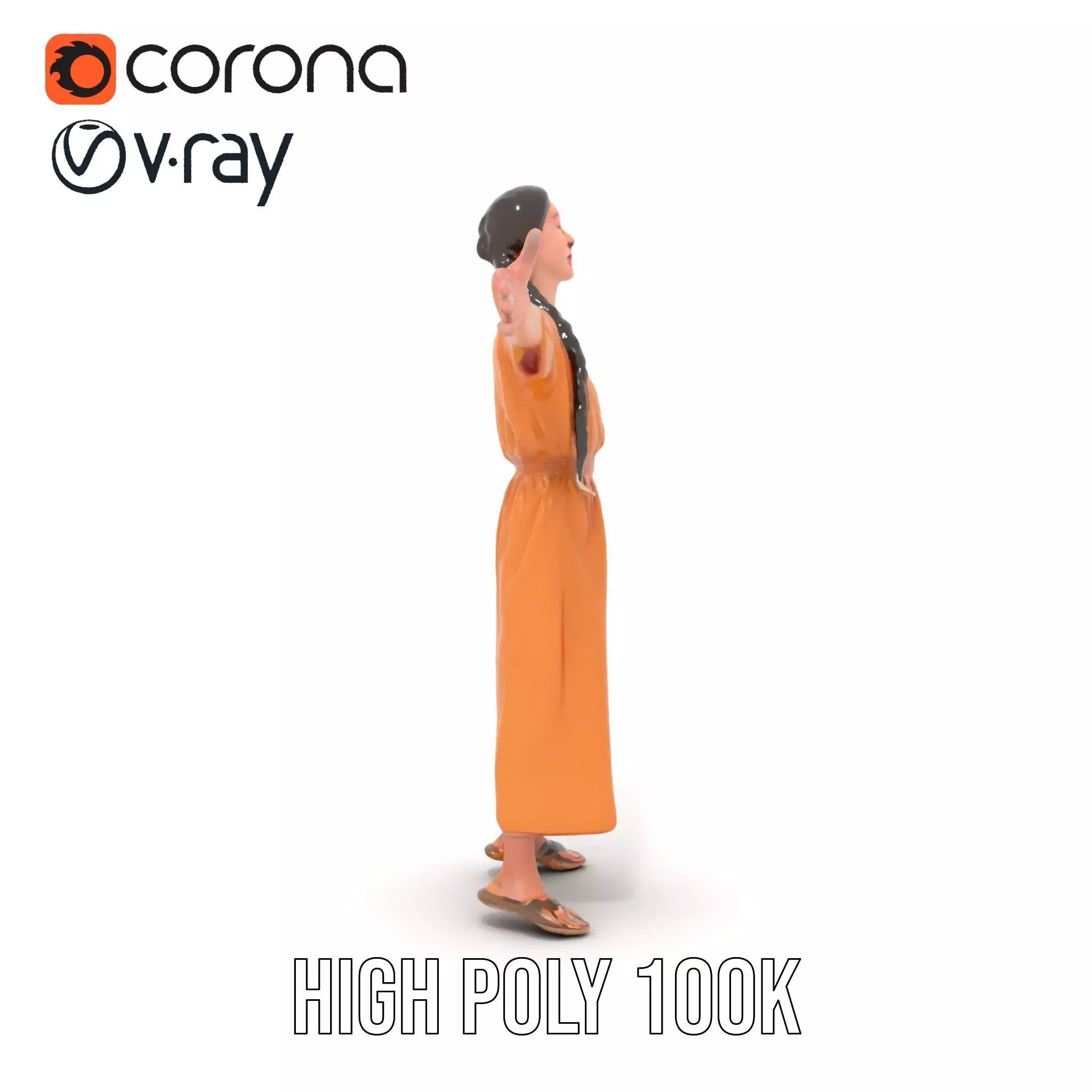 Casual Dress Character Model Pack for Animation and Games Low-poly 3D model_12