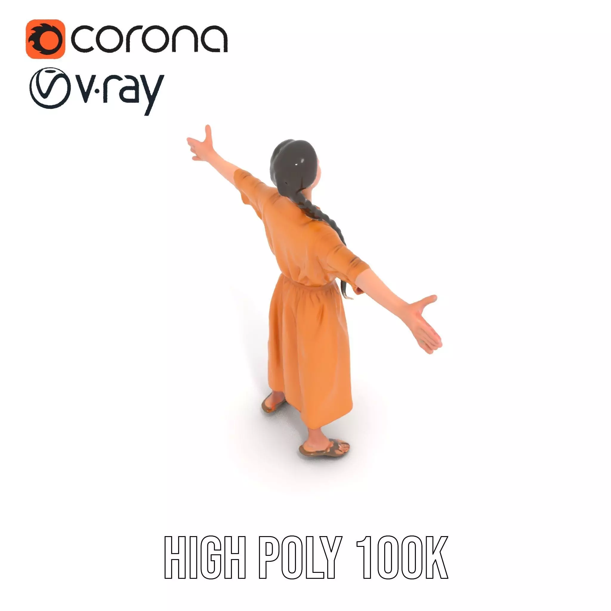 Casual Dress Character Model Pack for Animation and Games Low-poly 3D model_17