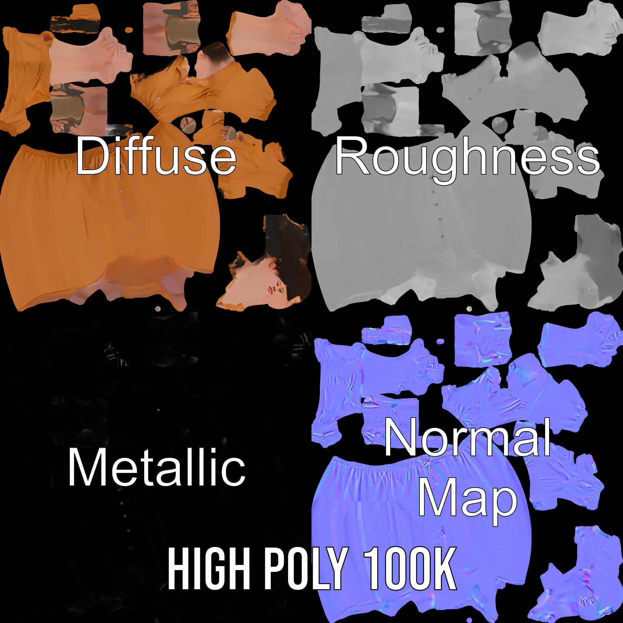 Casual Dress Character Model Pack for Animation and Games Low-poly 3D model_3