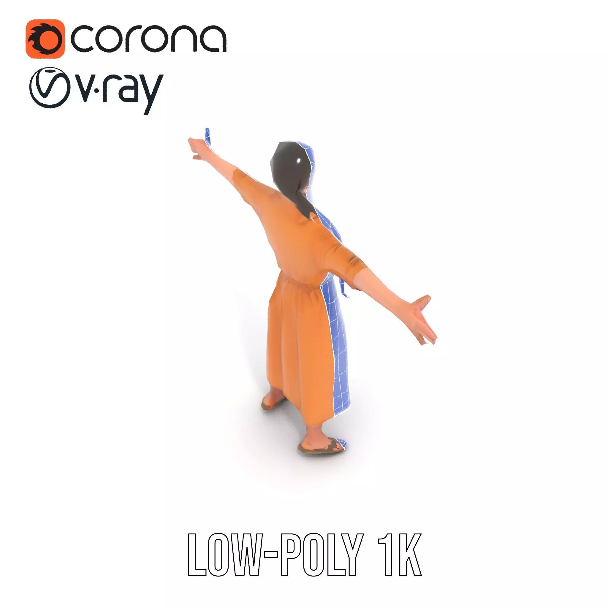 Casual Dress Character Model Pack for Animation and Games Low-poly 3D model_11