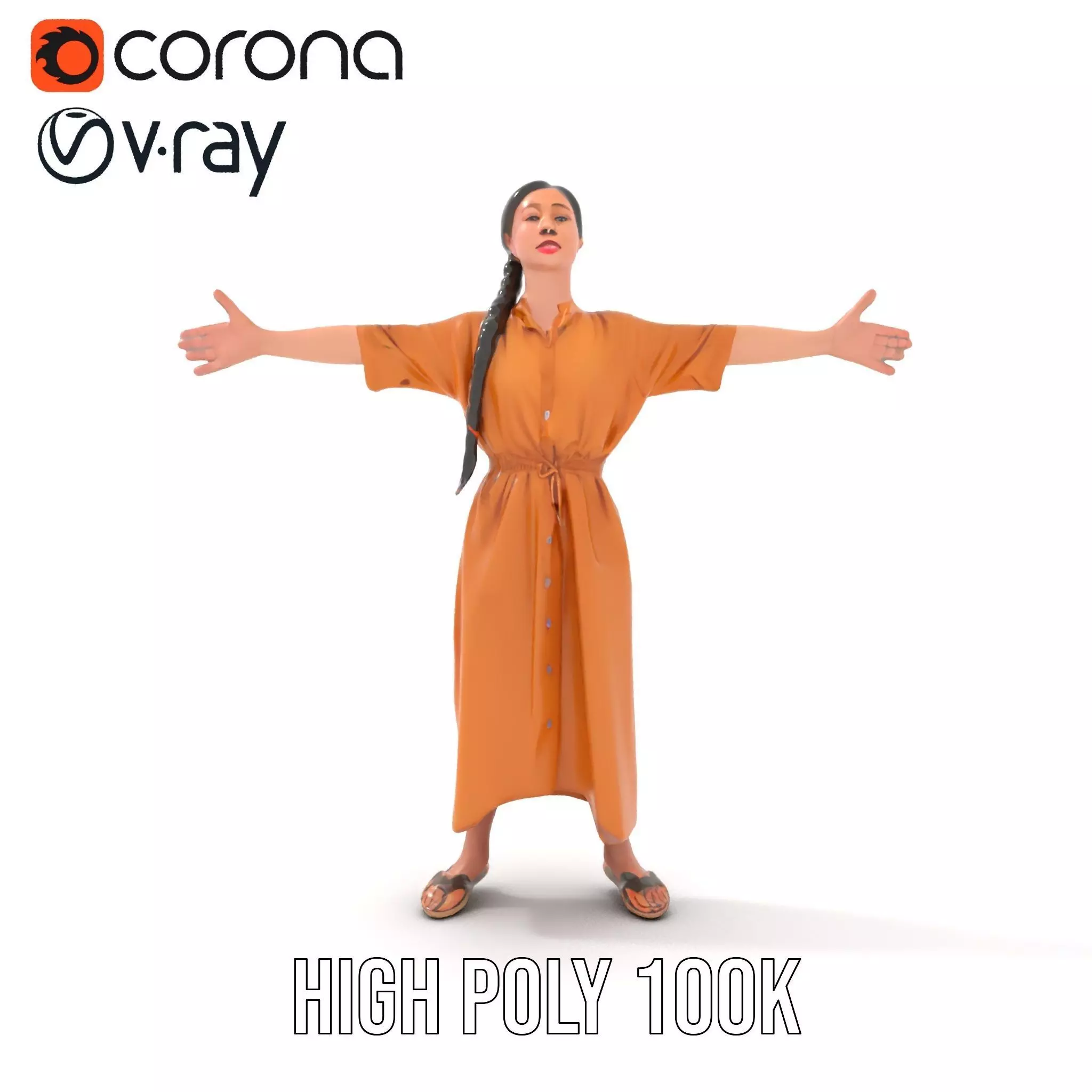 Casual Dress Character Model Pack for Animation and Games Low-poly 3D model_9