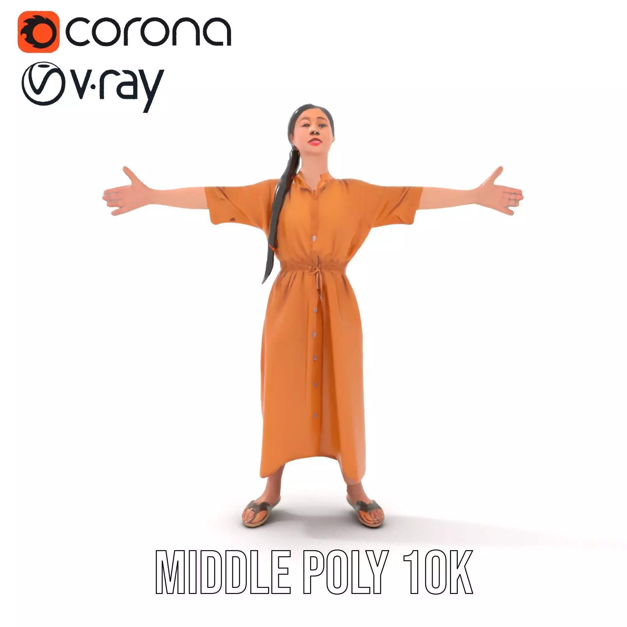 Casual Dress Character Model Pack for Animation and Games Low-poly 3D model_24