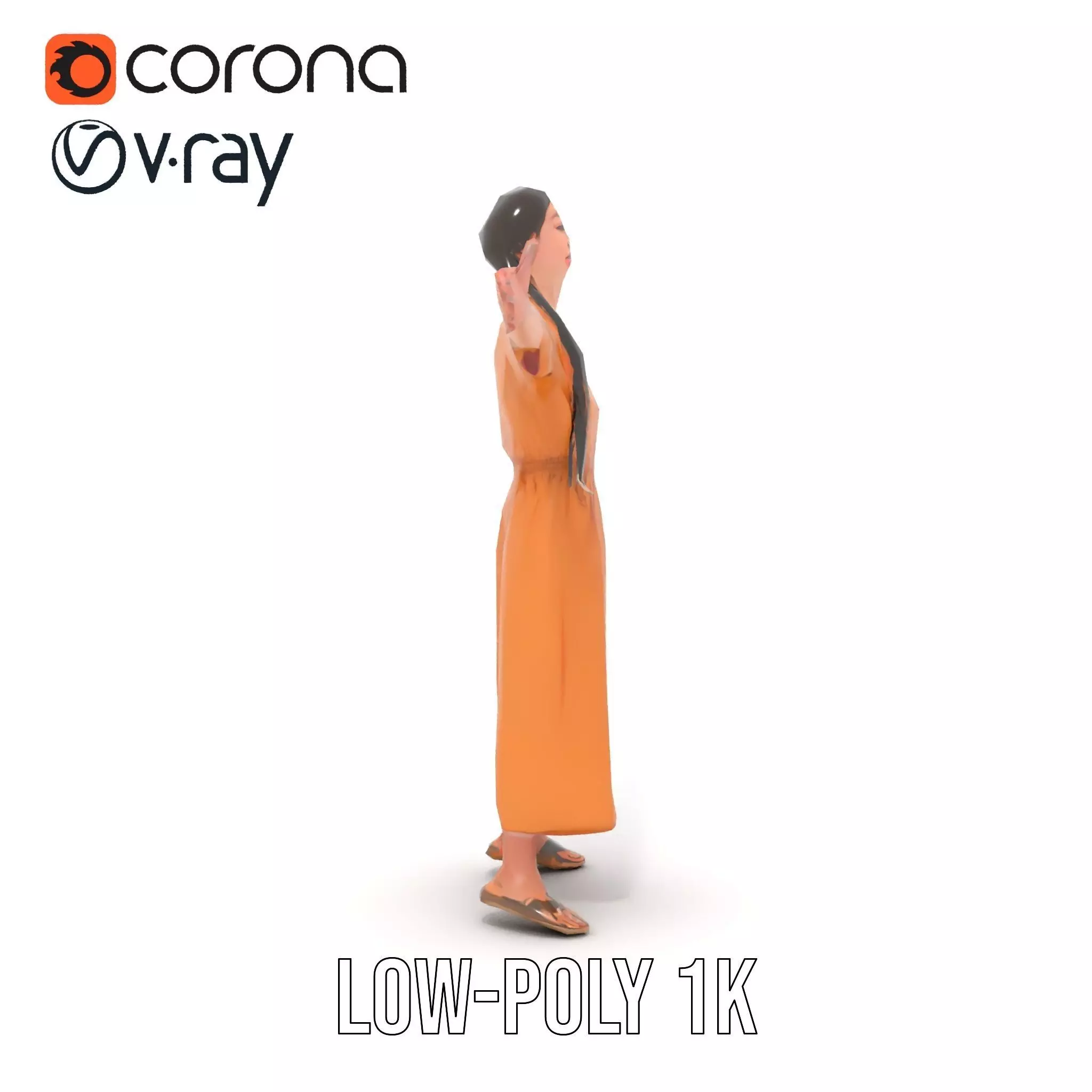 Casual Dress Character Model Pack for Animation and Games Low-poly 3D model_16
