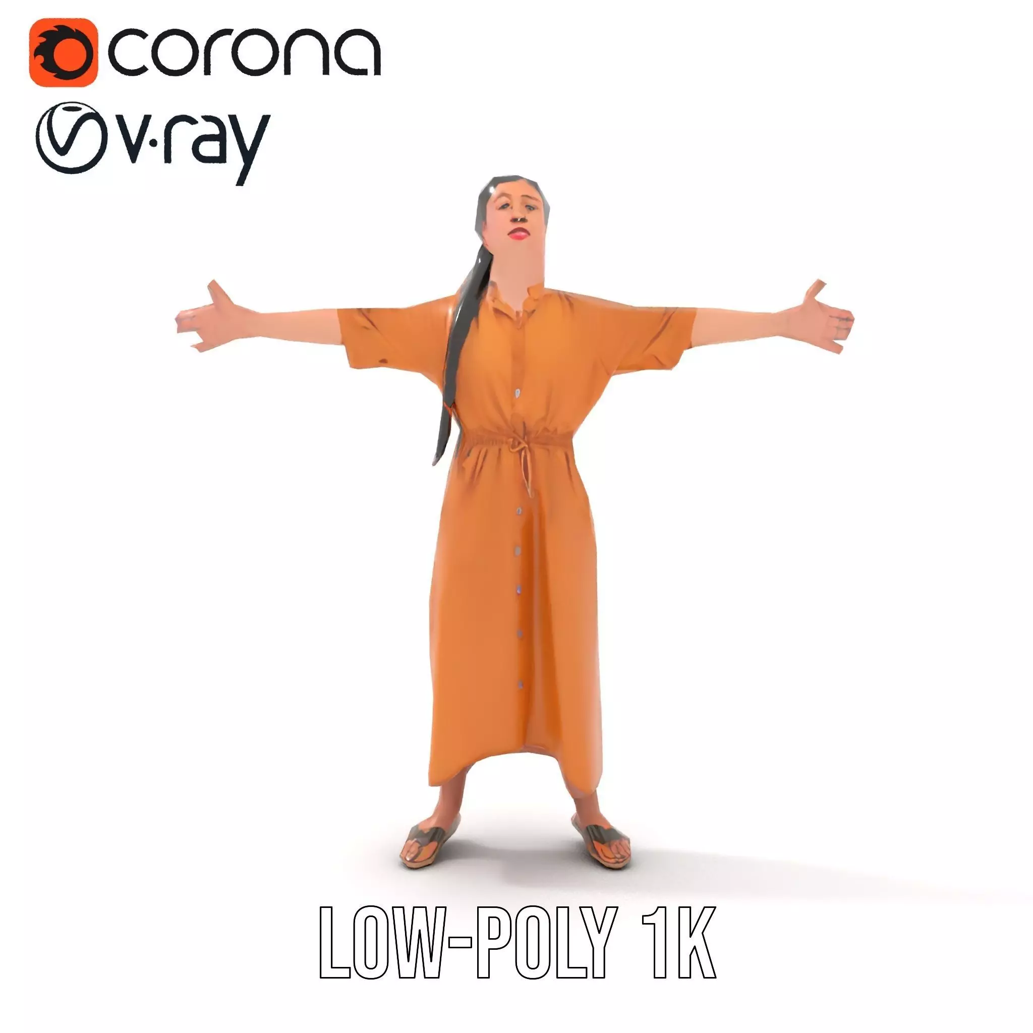Casual Dress Character Model Pack for Animation and Games Low-poly 3D model_22