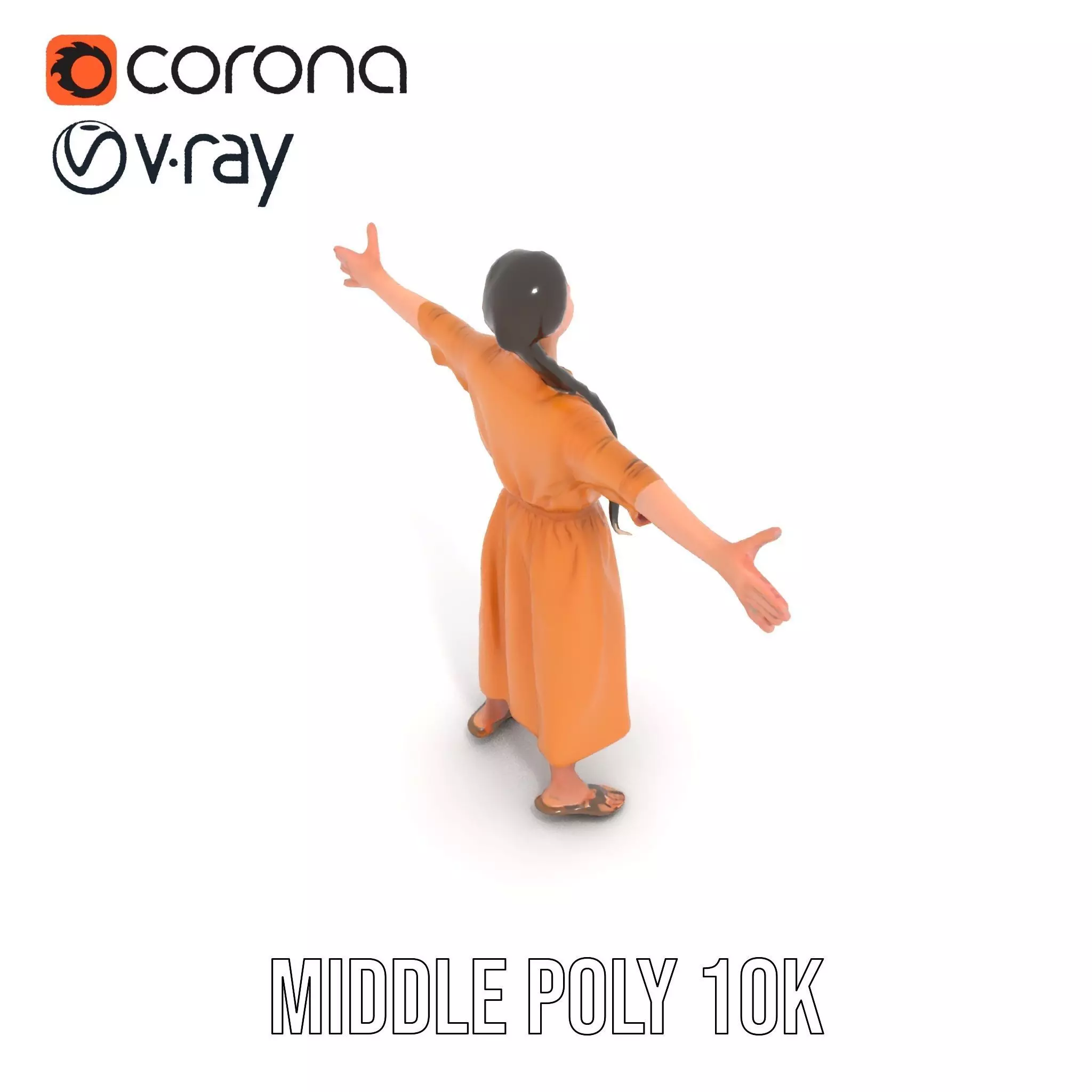 Casual Dress Character Model Pack for Animation and Games Low-poly 3D model_10