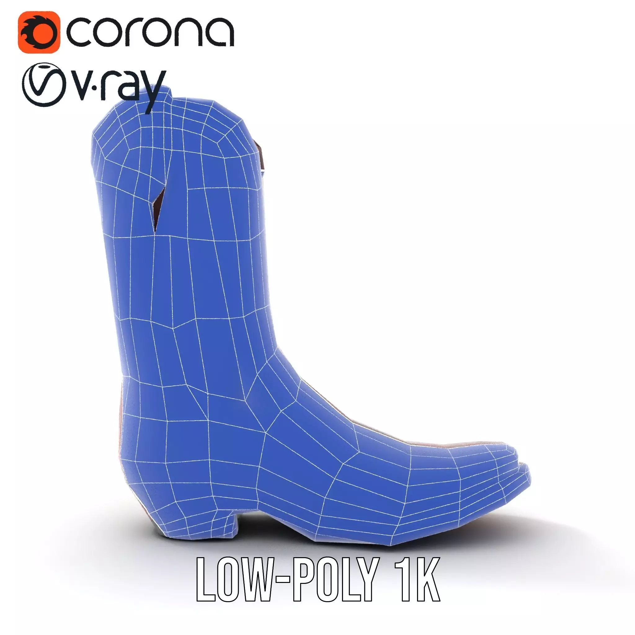Western Cowboy Boot Model Pack with Intricate Embroidery Low-poly 3D model_30