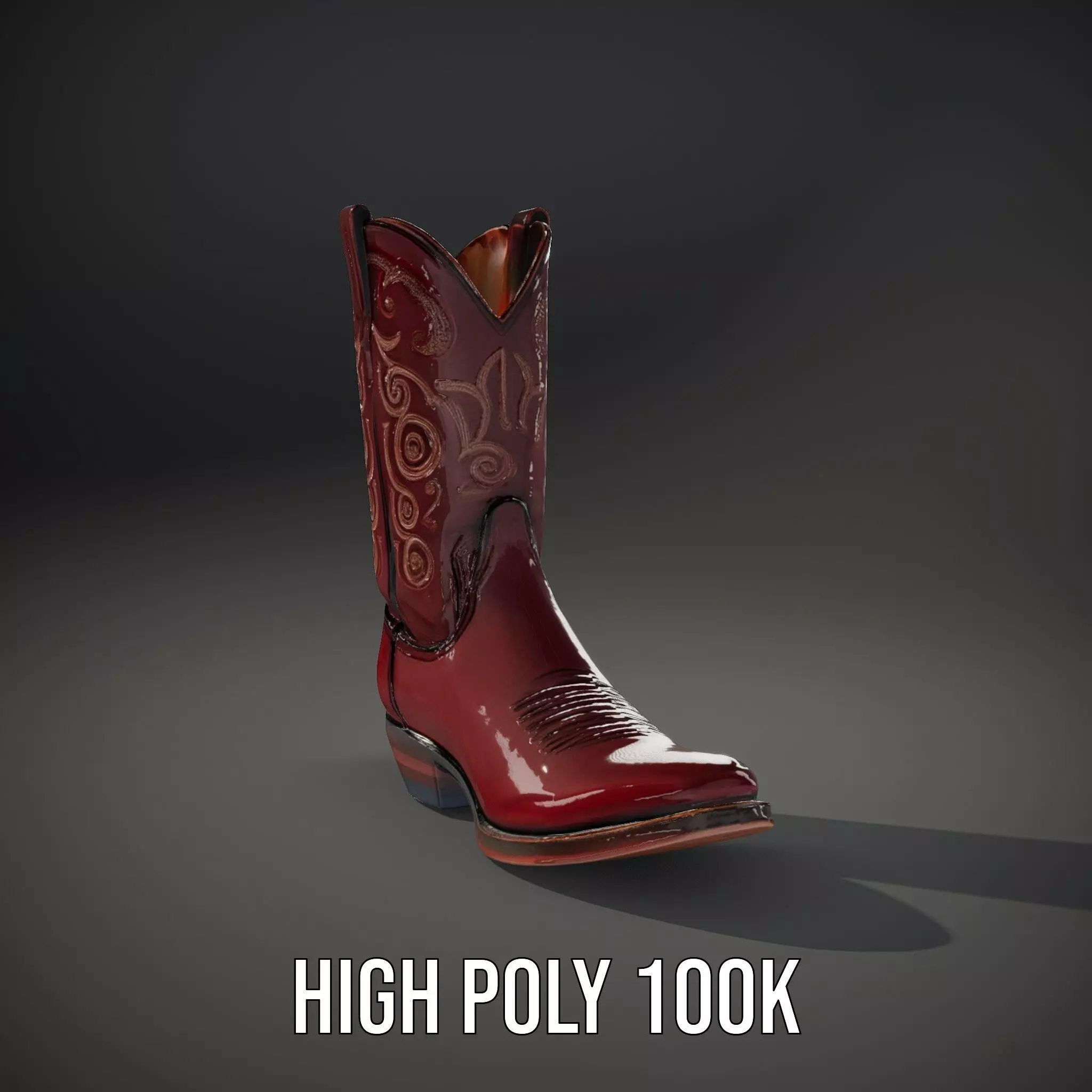 Western Cowboy Boot Model Pack with Intricate Embroidery Low-poly 3D model_10