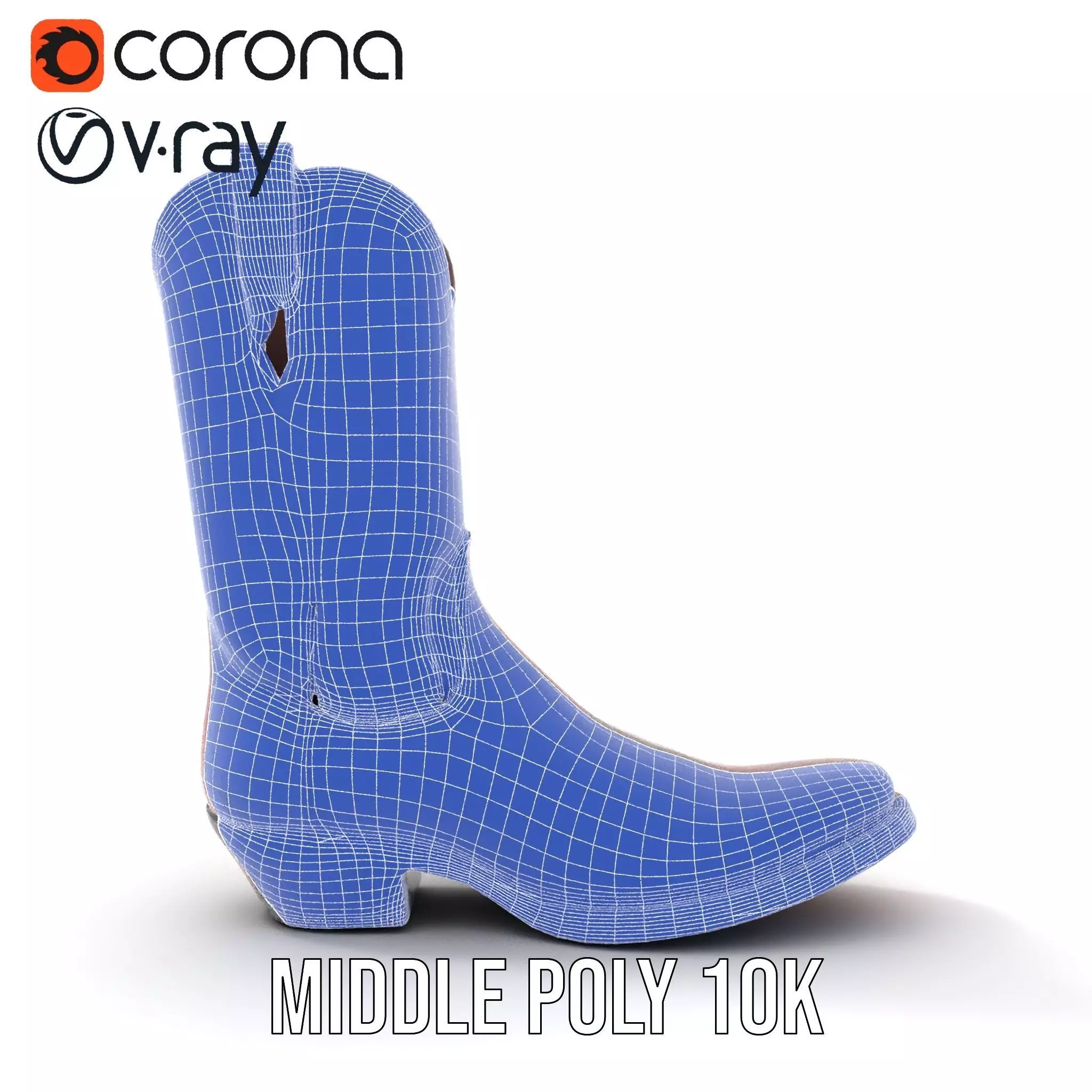 Western Cowboy Boot Model Pack with Intricate Embroidery Low-poly 3D model_24