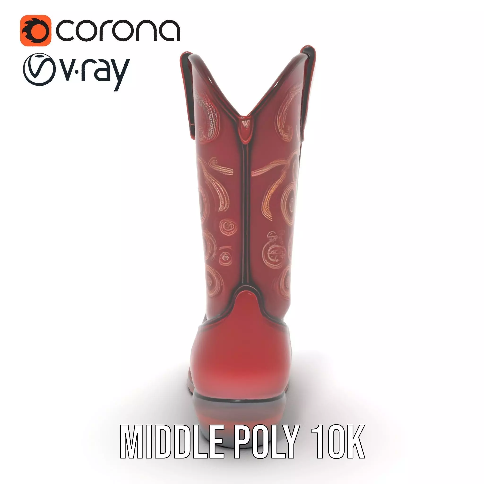 Western Cowboy Boot Model Pack with Intricate Embroidery Low-poly 3D model_13