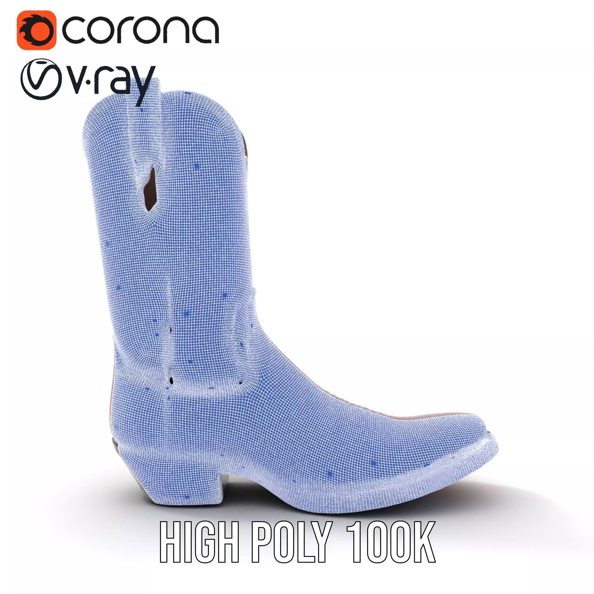 Western Cowboy Boot Model Pack with Intricate Embroidery Low-poly 3D model_33