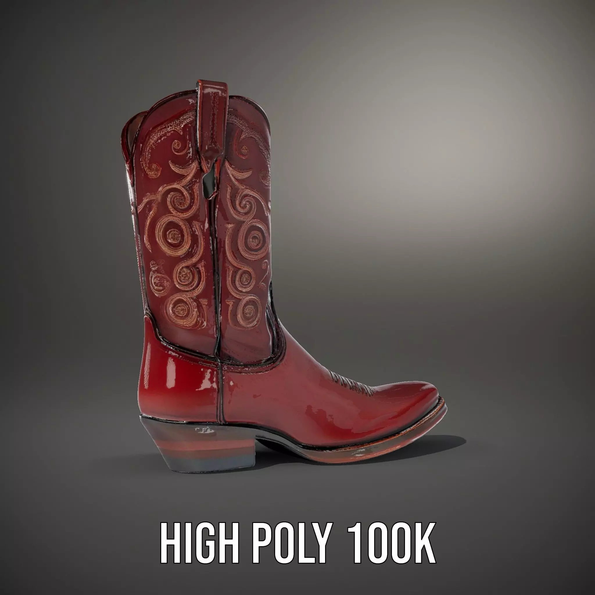 Western Cowboy Boot Model Pack with Intricate Embroidery Low-poly 3D model_8