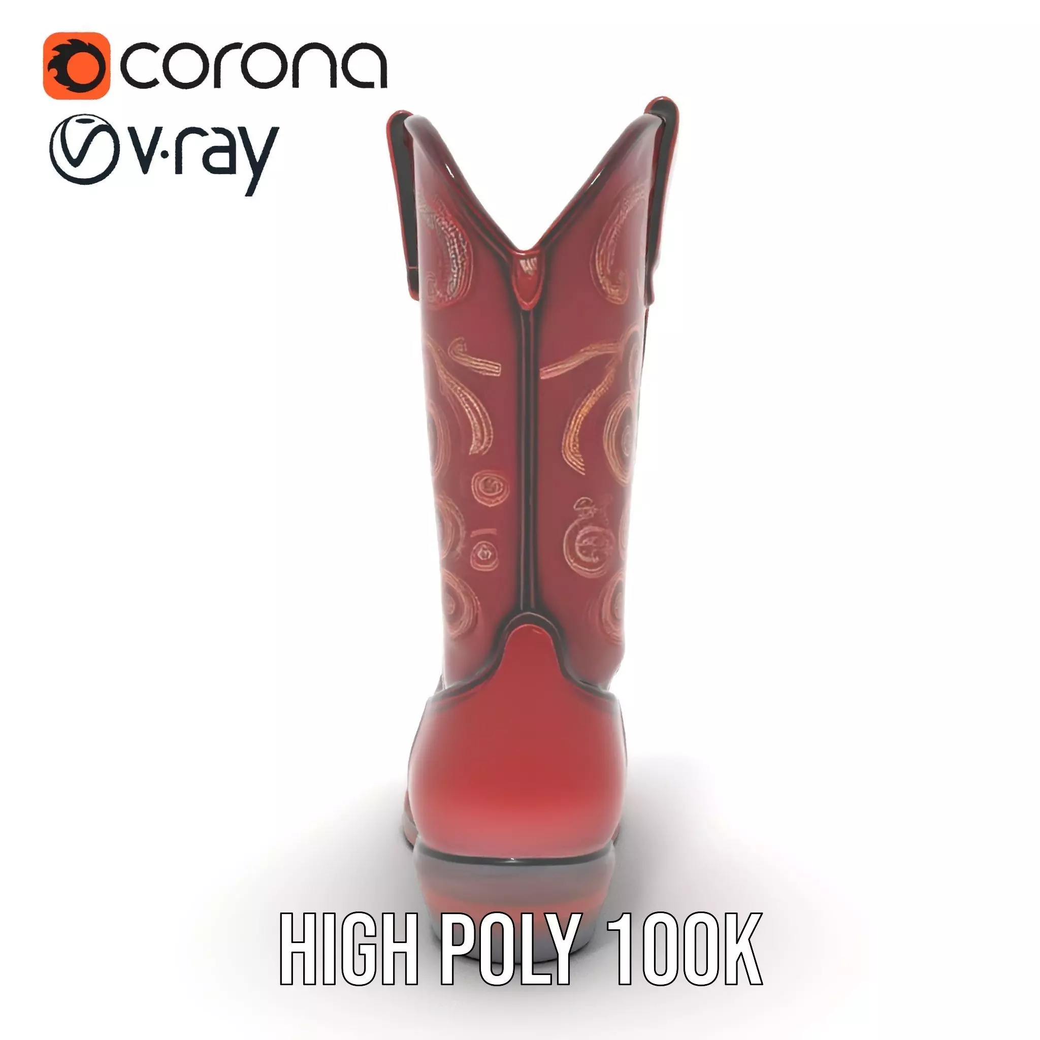 Western Cowboy Boot Model Pack with Intricate Embroidery Low-poly 3D model_31