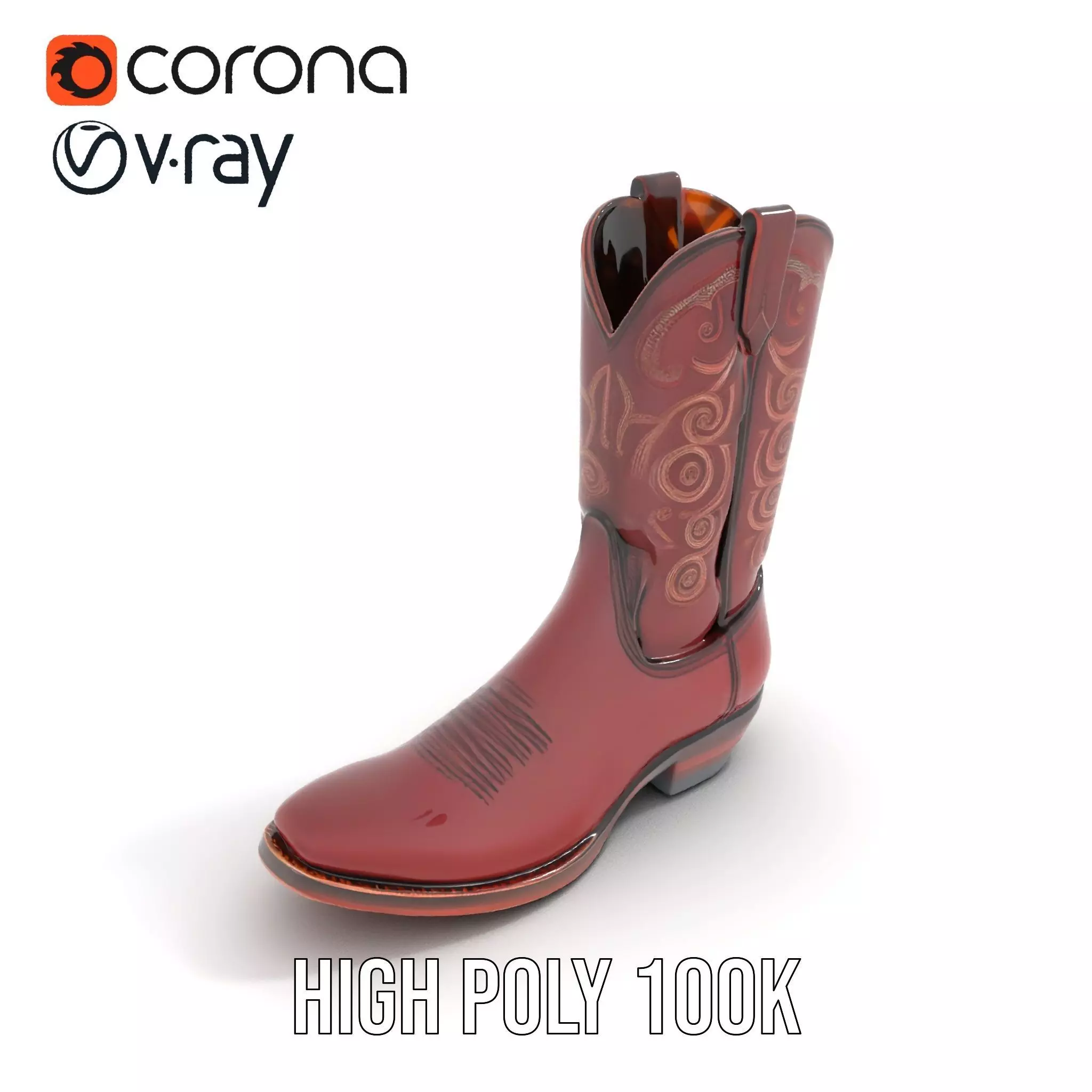 Western Cowboy Boot Model Pack with Intricate Embroidery Low-poly 3D model_23