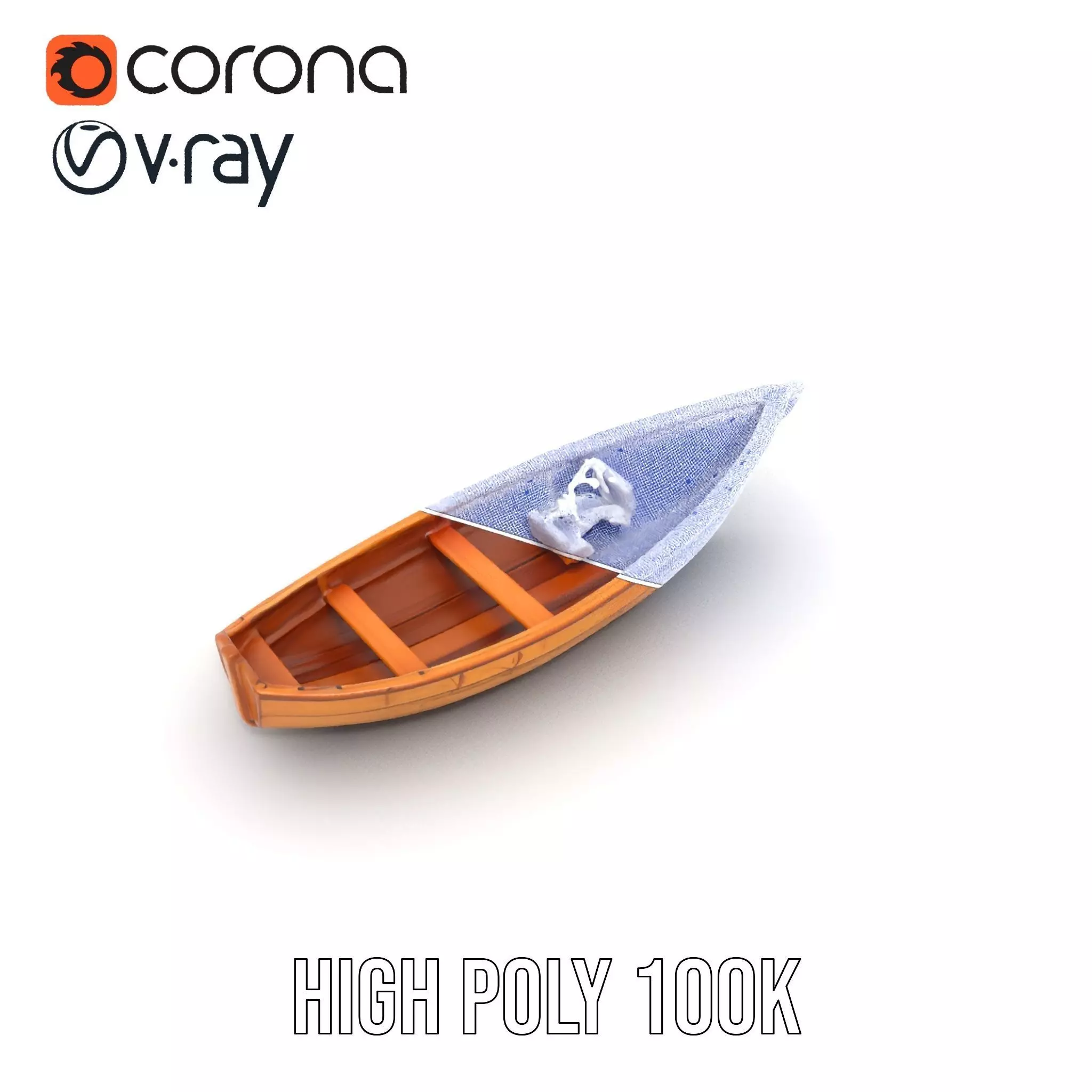 Wooden Row Boat Model Pack Classic Craftsmanship Low-poly 3D model_33