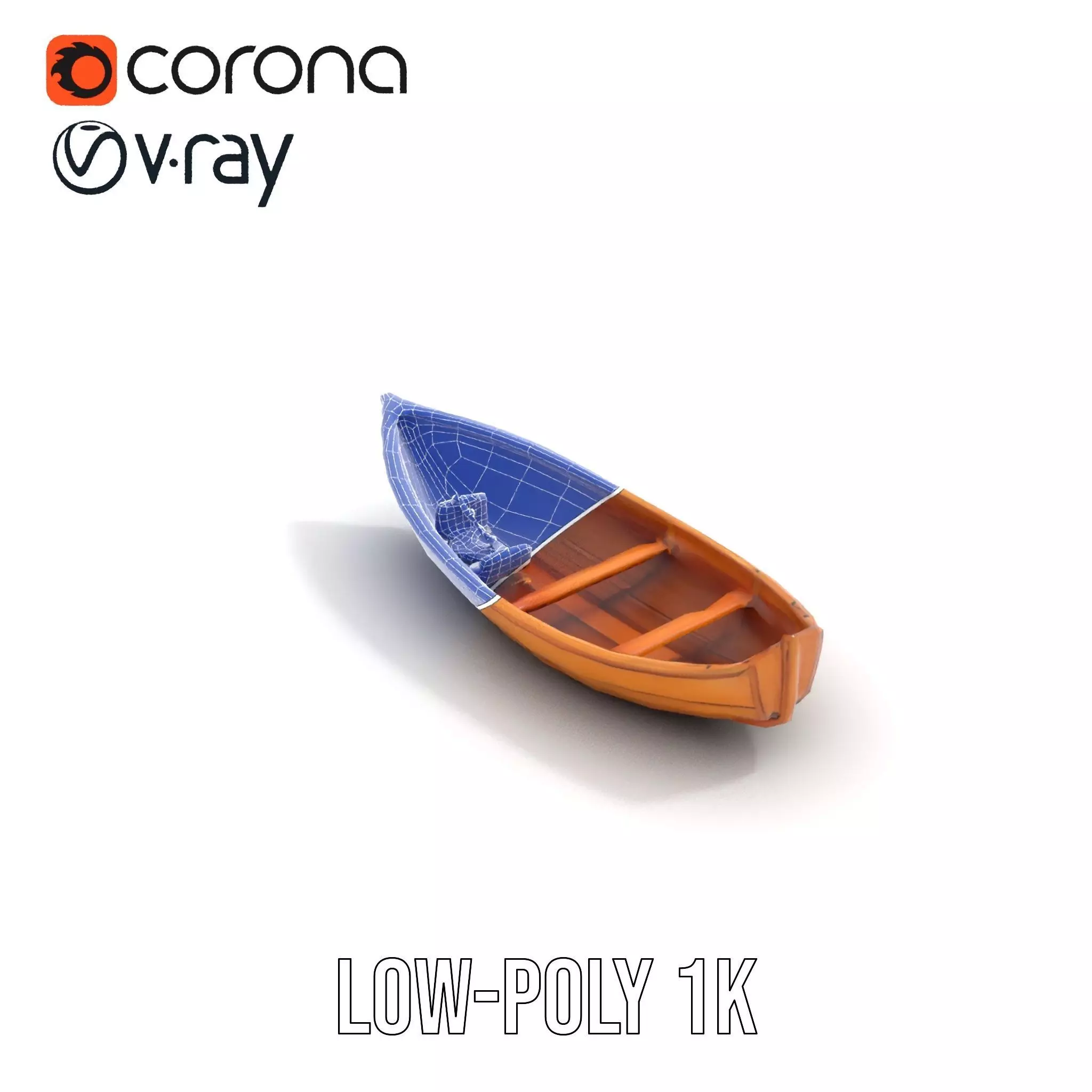 Wooden Row Boat Model Pack Classic Craftsmanship Low-poly 3D model_22