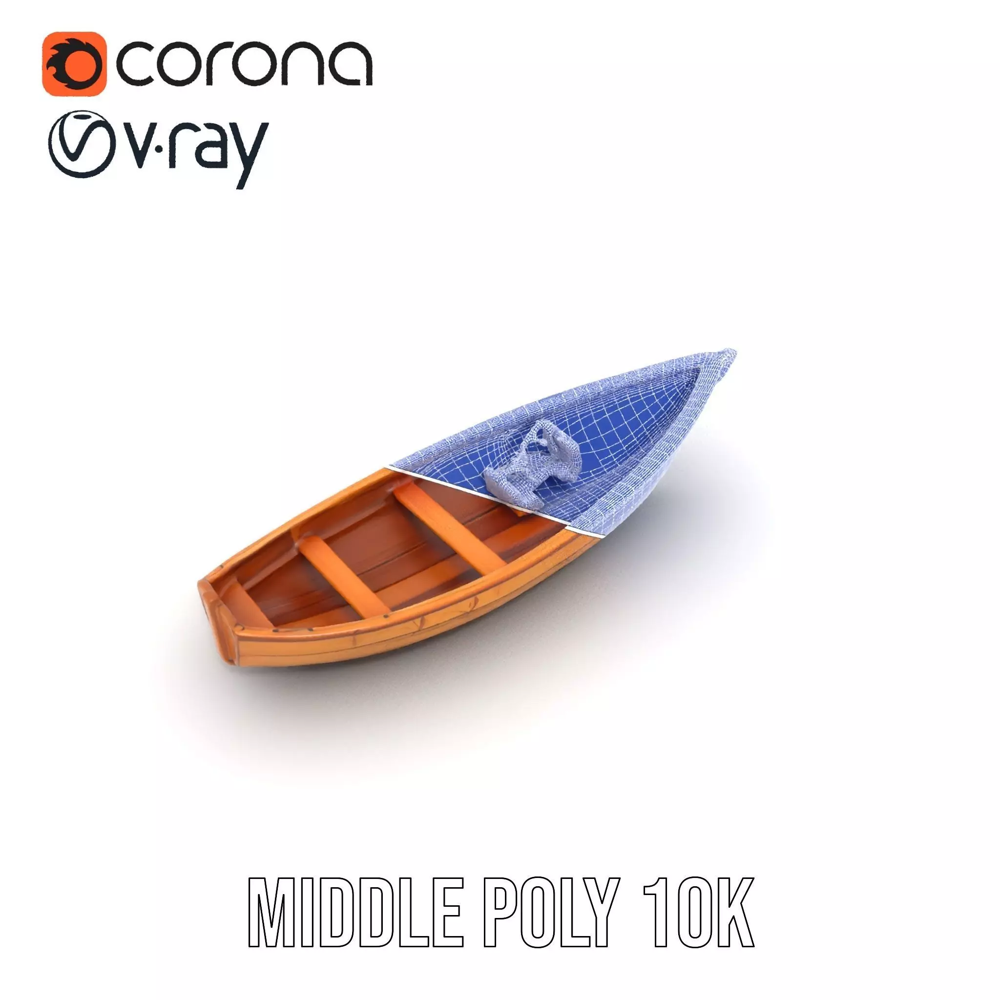 Wooden Row Boat Model Pack Classic Craftsmanship Low-poly 3D model_27