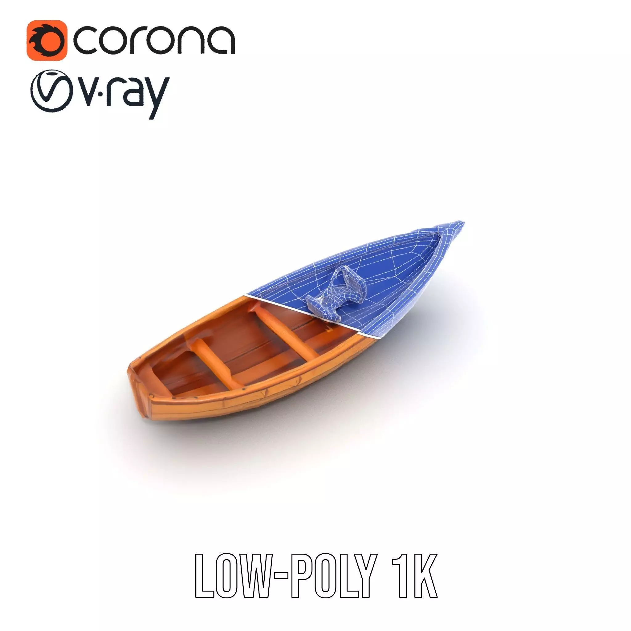 Wooden Row Boat Model Pack Classic Craftsmanship Low-poly 3D model_30