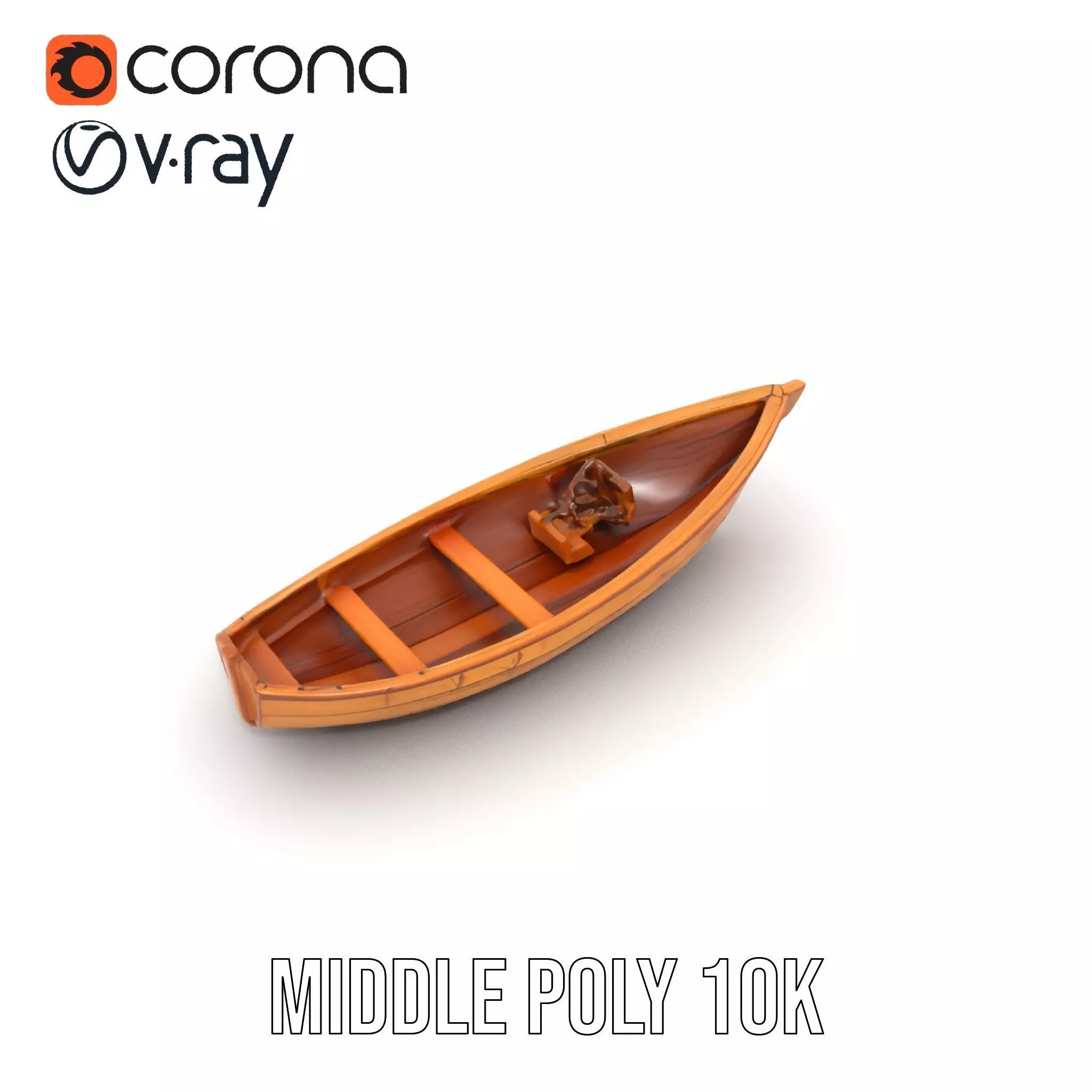 Wooden Row Boat Model Pack Classic Craftsmanship Low-poly 3D model_5