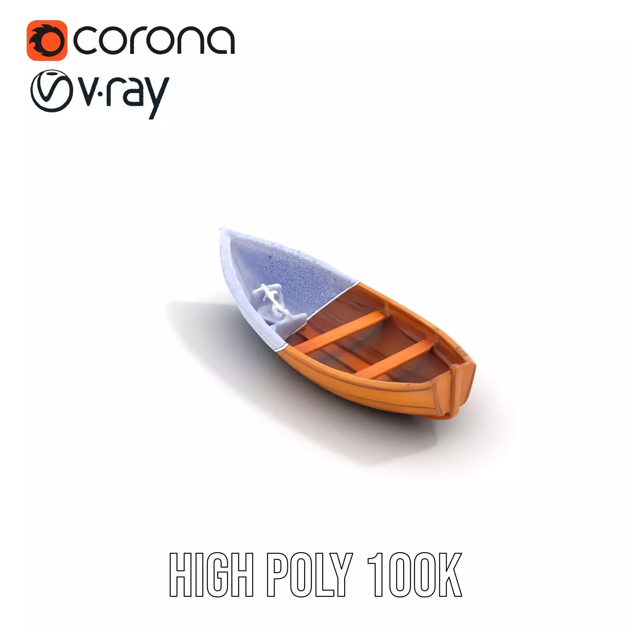 Wooden Row Boat Model Pack Classic Craftsmanship Low-poly 3D model_34