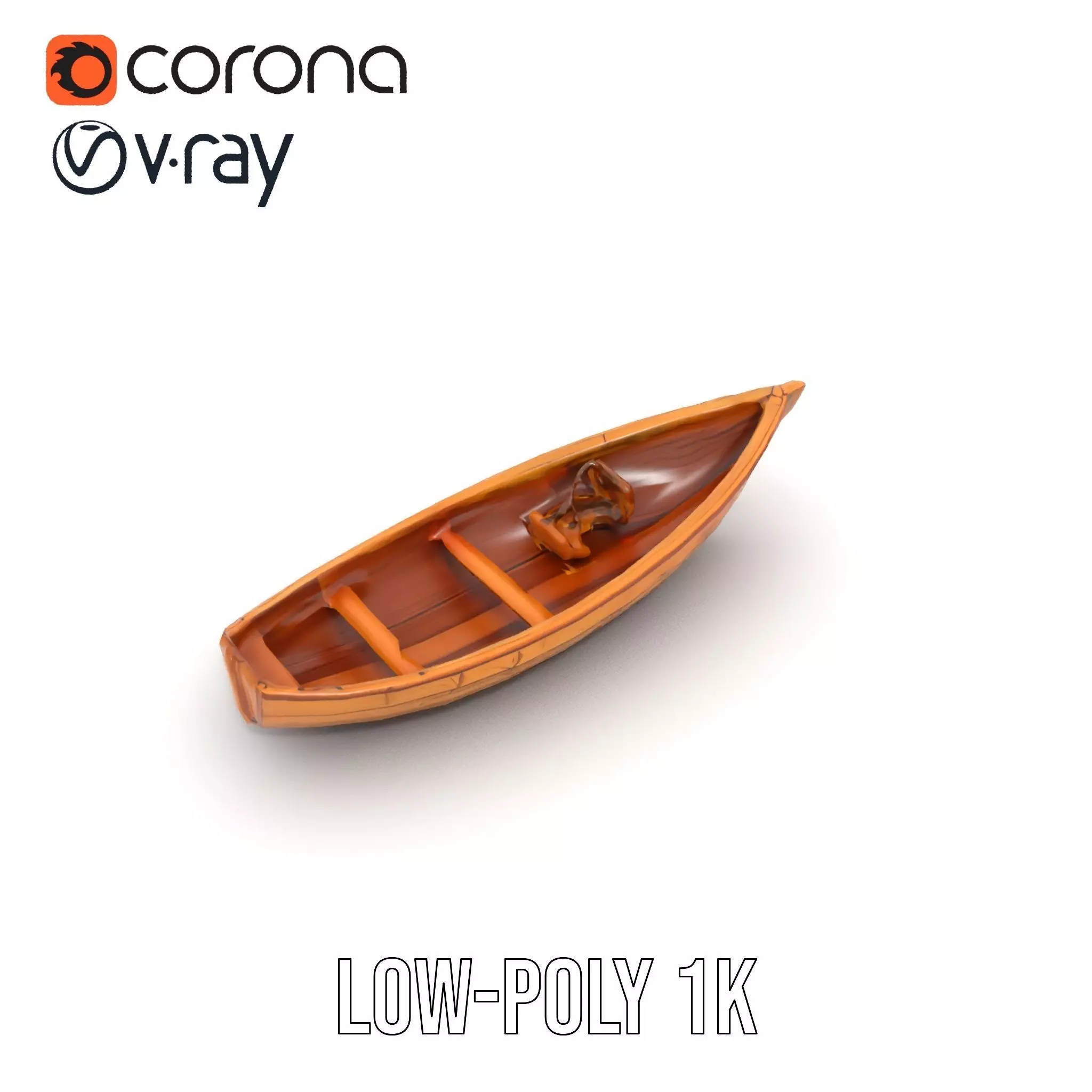 Wooden Row Boat Model Pack Classic Craftsmanship Low-poly 3D model_7