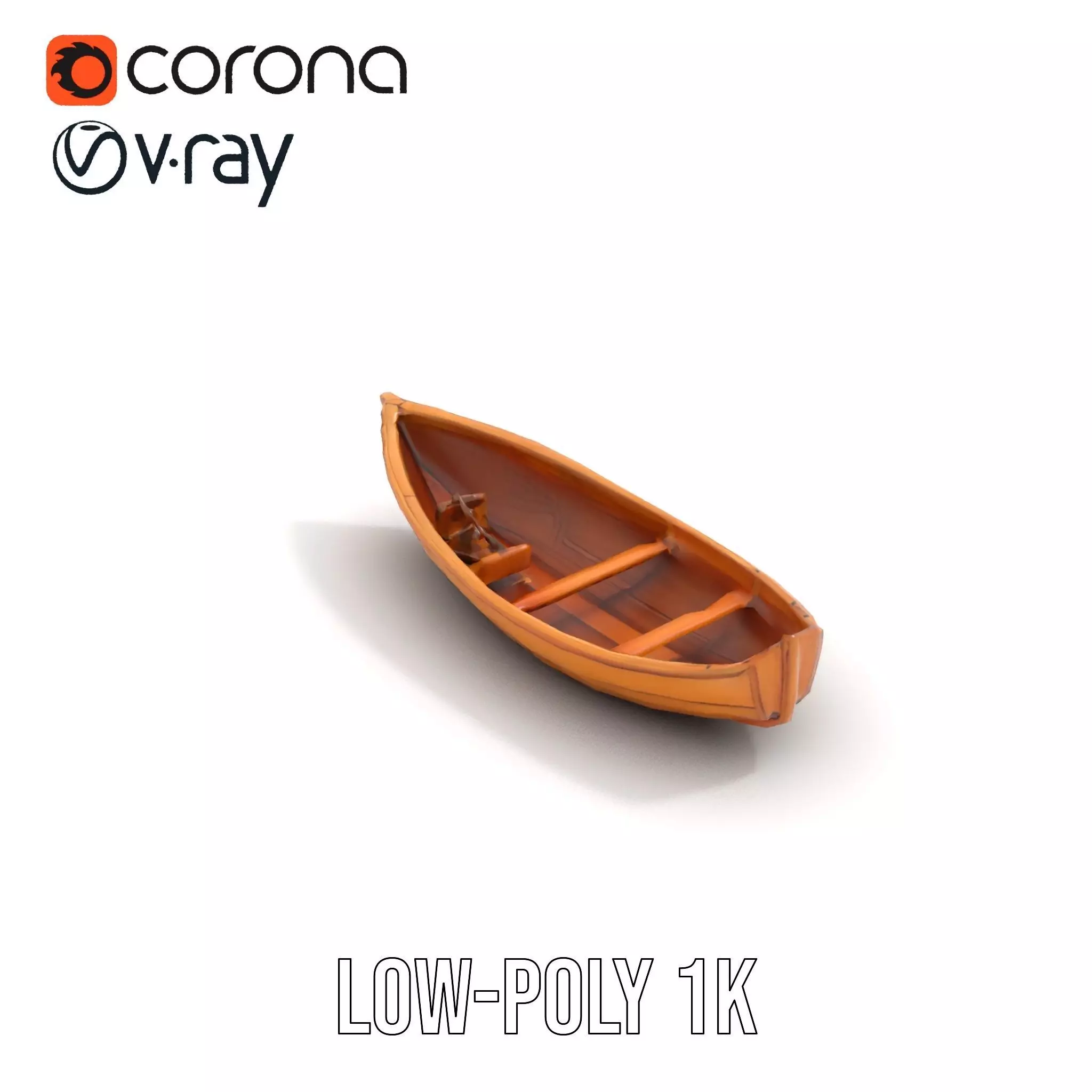 Wooden Row Boat Model Pack Classic Craftsmanship Low-poly 3D model_17