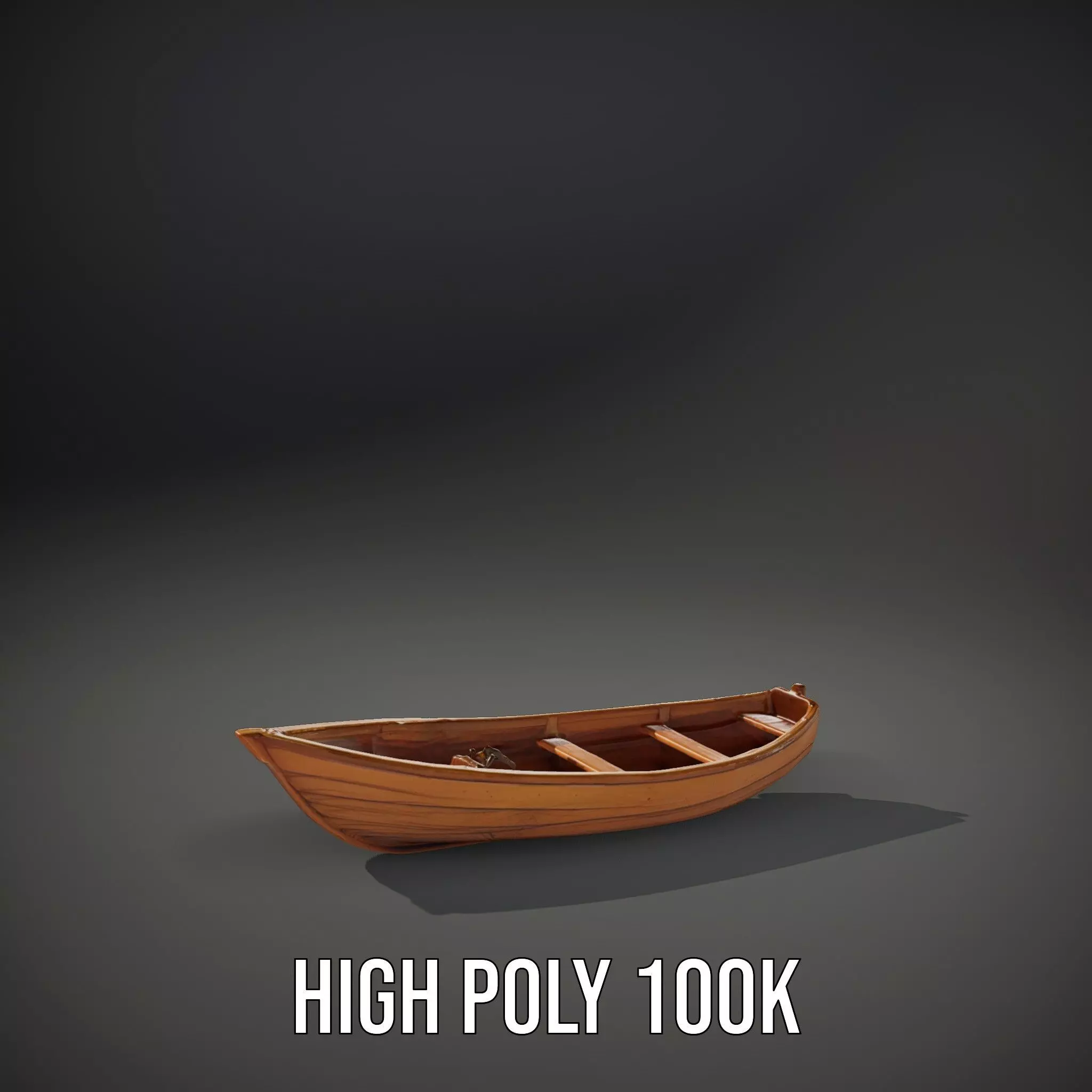 Wooden Row Boat Model Pack Classic Craftsmanship Low-poly 3D model_9