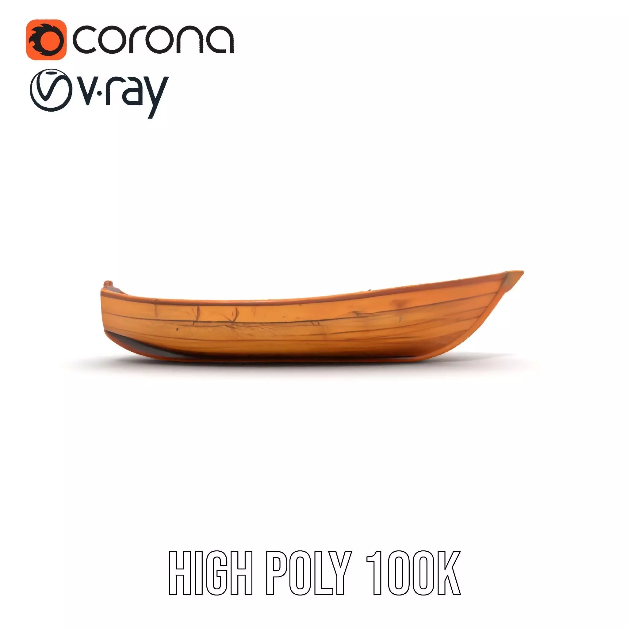 Wooden Row Boat Model Pack Classic Craftsmanship Low-poly 3D model_15