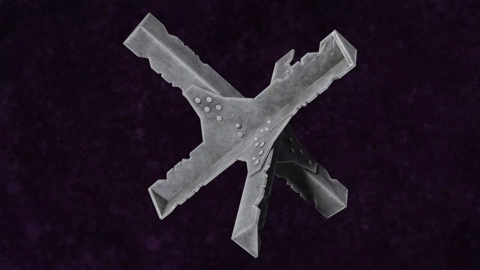 Mititary Anti Tank Hedgehogs N4 Series Metal Fortress Obstacle 3D model_3