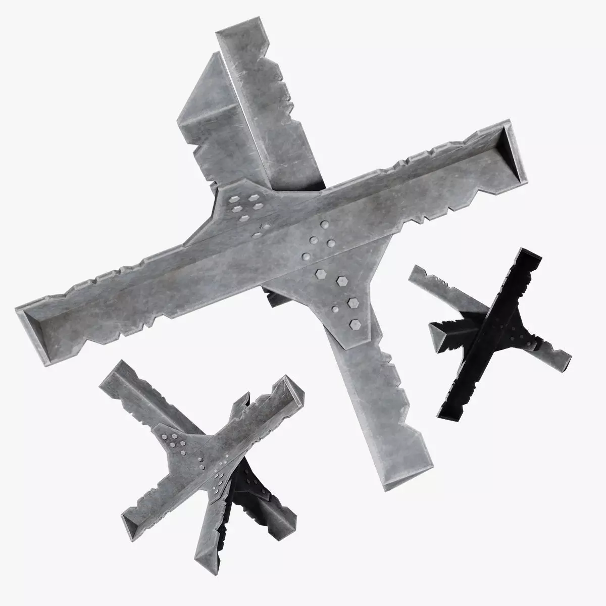 Mititary Anti Tank Hedgehogs N4 Series Metal Fortress Obstacle 3D model_0