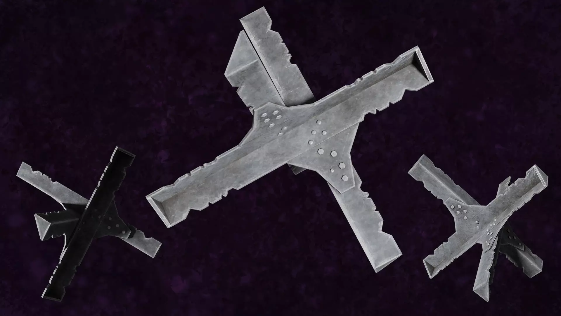 Mititary Anti Tank Hedgehogs N4 Series Metal Fortress Obstacle 3D model_1