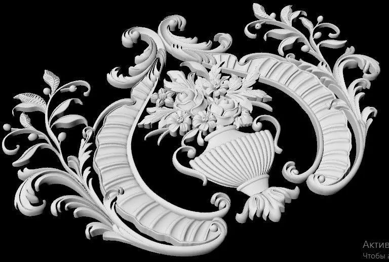 Central decor ornament for furniture 3D model_3