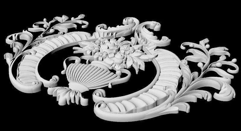 Central decor ornament for furniture 3D model_4