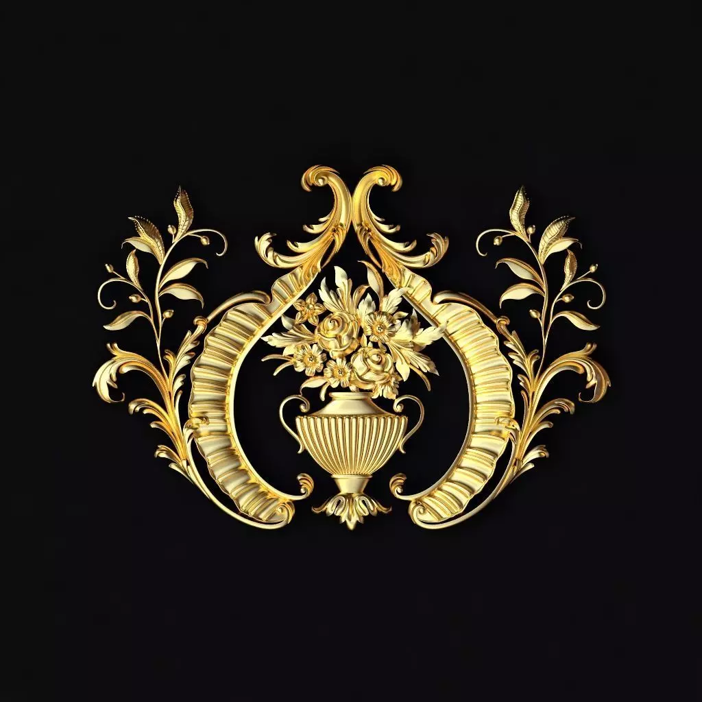 Central decor ornament for furniture 3D model_0