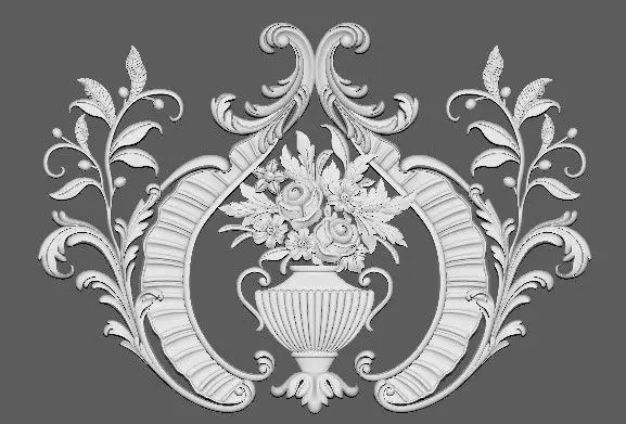 Central decor ornament for furniture 3D model_2