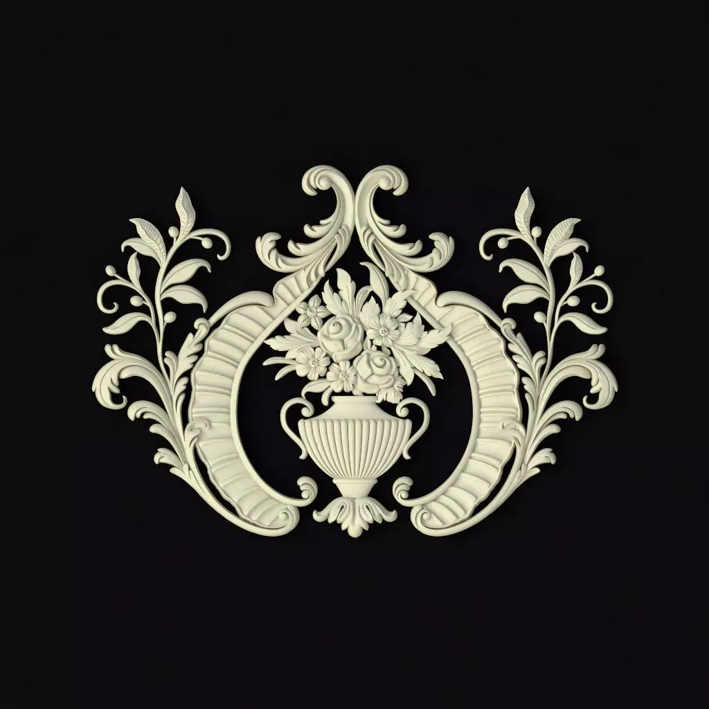 Central decor ornament for furniture 3D model_1