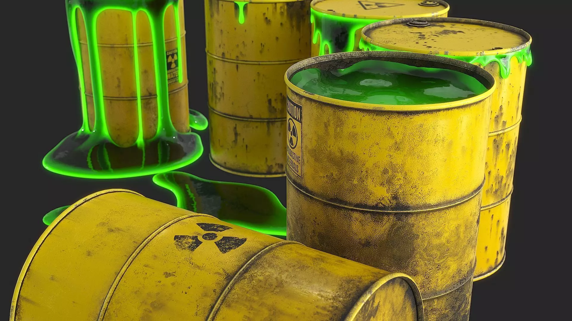Toxic Waste Barrels Low-poly 3D model_4