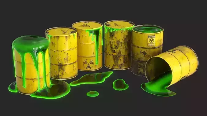 Toxic Waste Barrels Low-poly 3D model