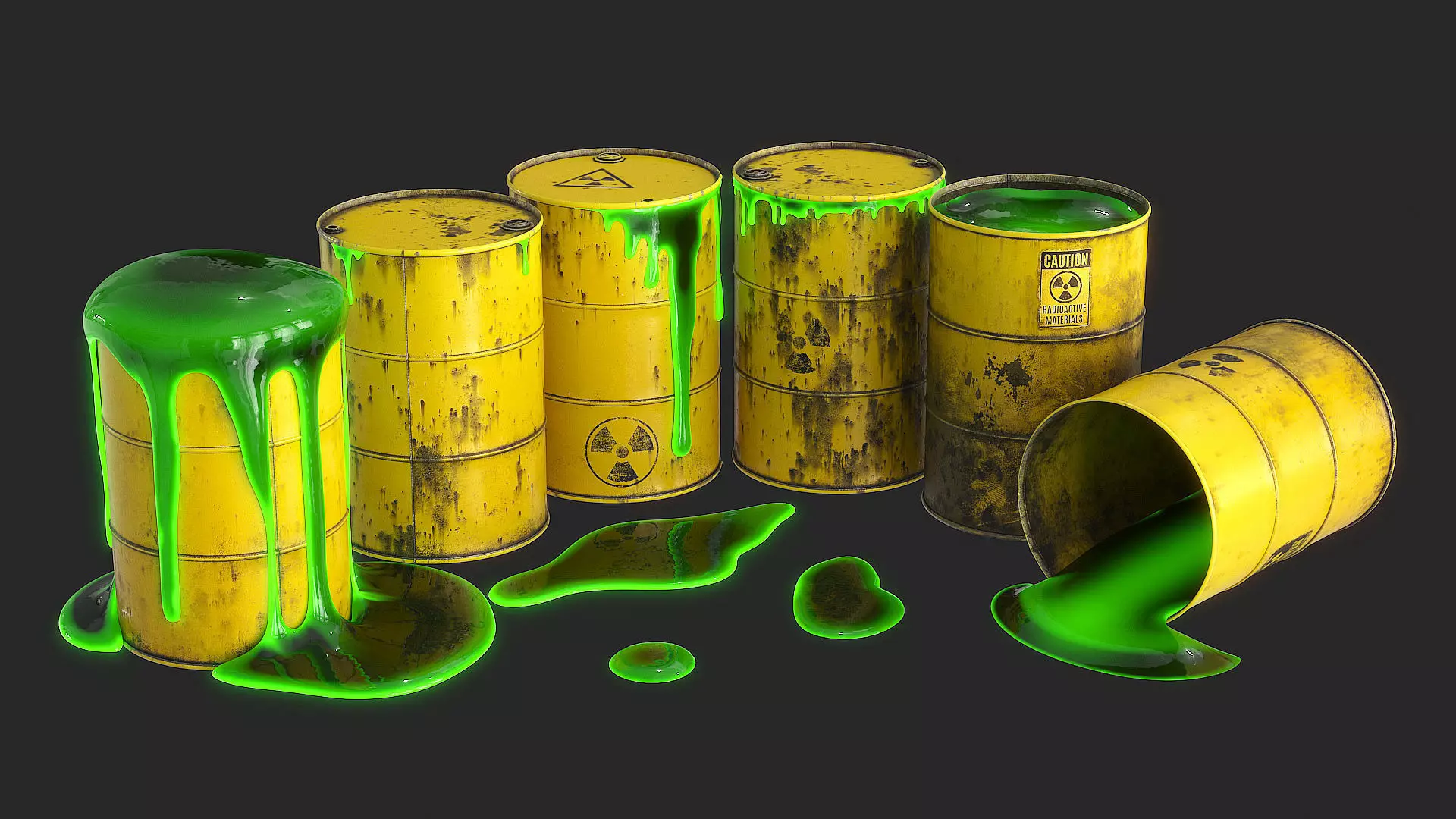 Toxic Waste Barrels Low-poly 3D model_0