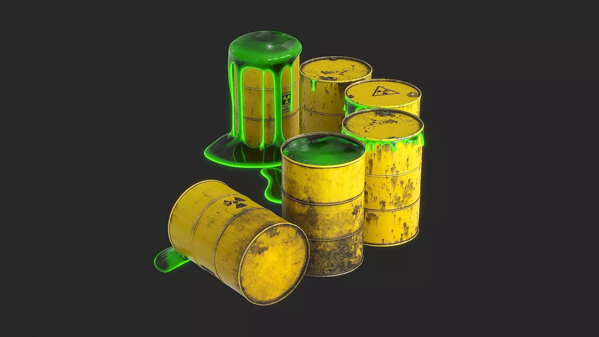 Toxic Waste Barrels Low-poly 3D model_19