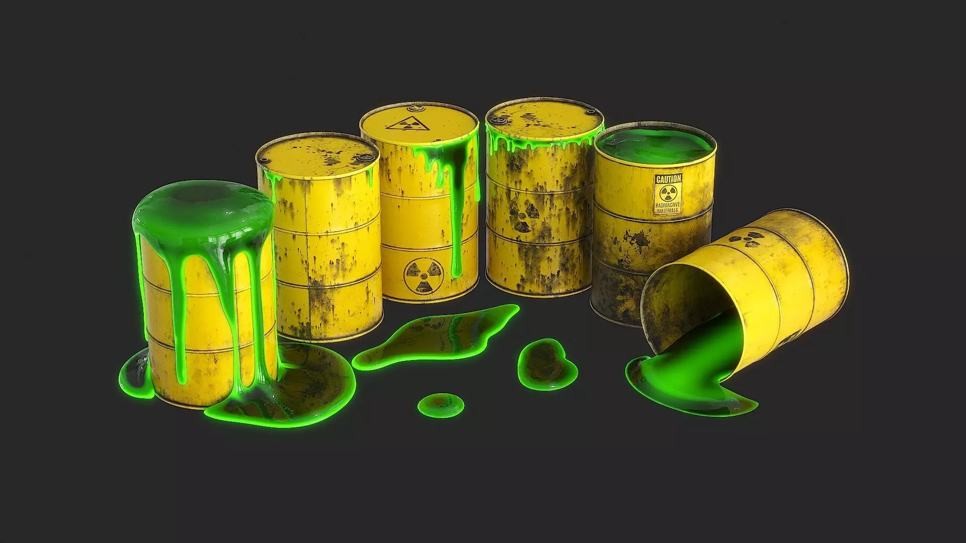 Toxic Waste Barrels Low-poly 3D model_11