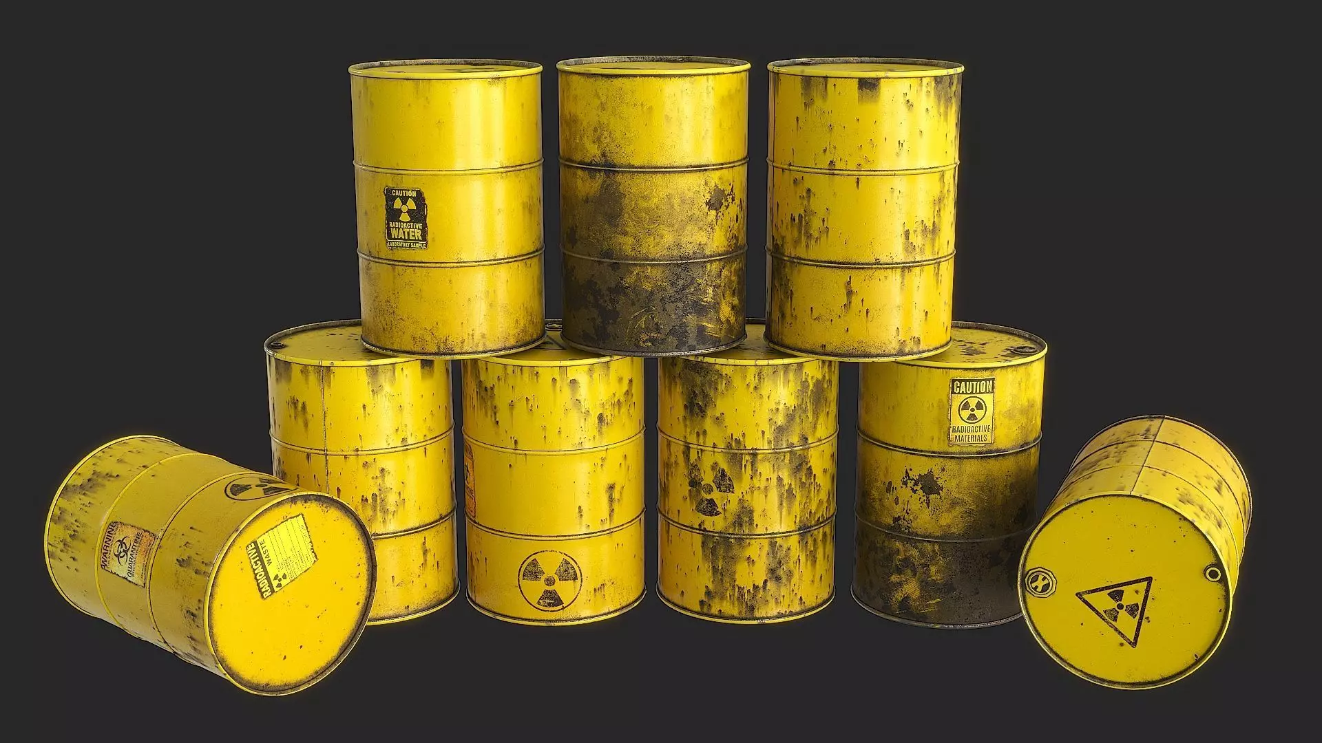 Toxic Waste Barrels Low-poly 3D model_6
