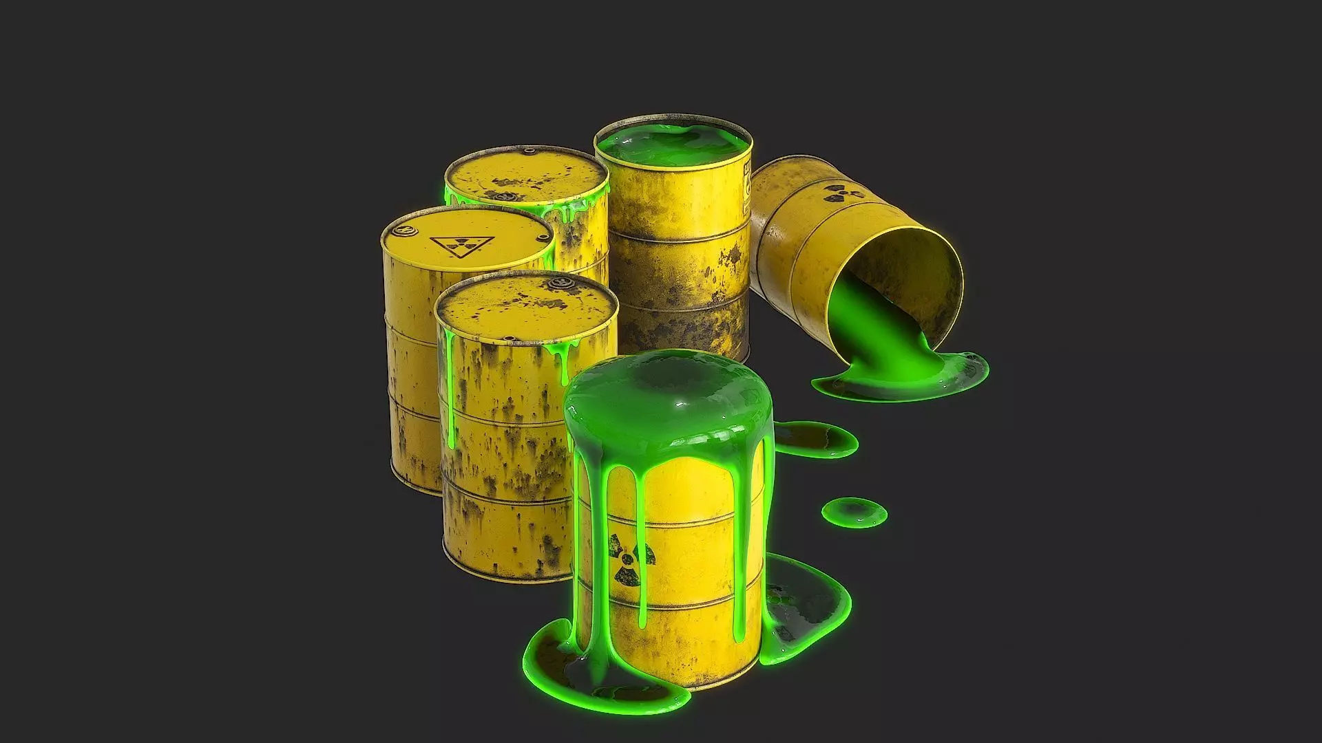 Toxic Waste Barrels Low-poly 3D model_13
