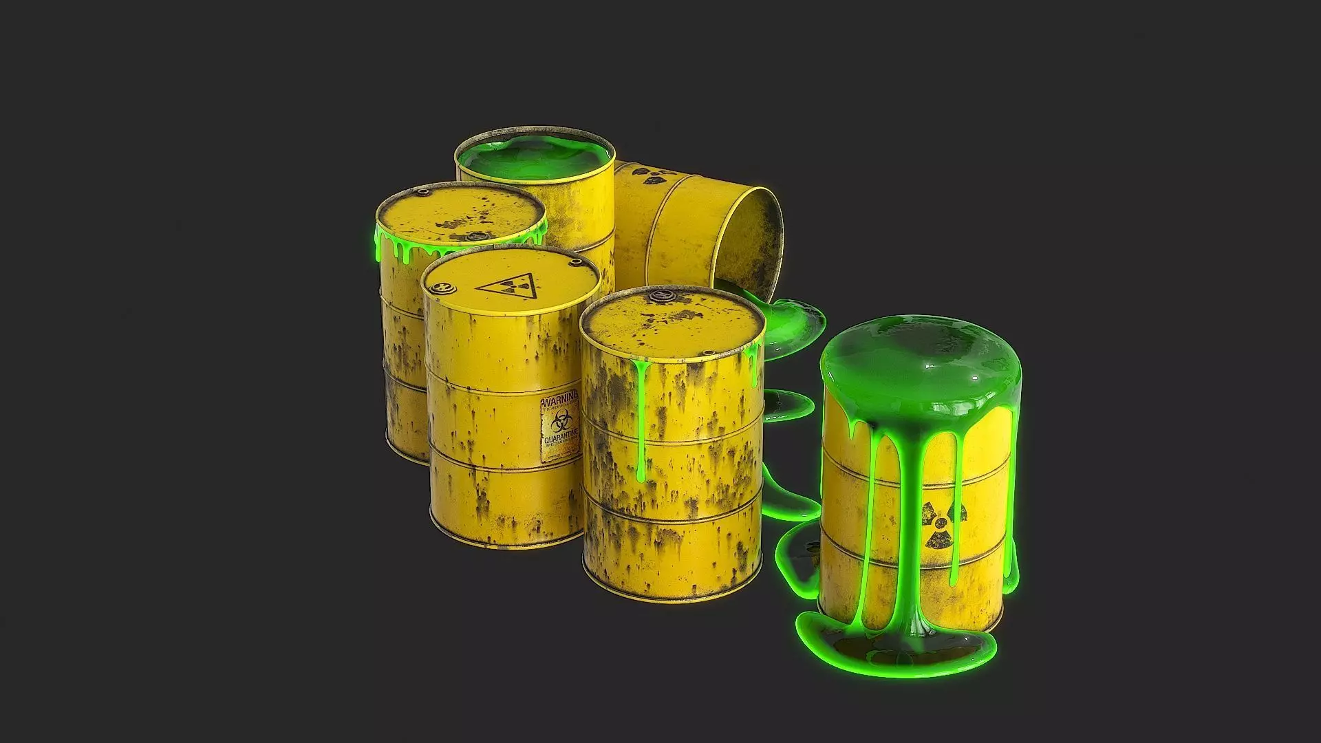 Toxic Waste Barrels Low-poly 3D model_14