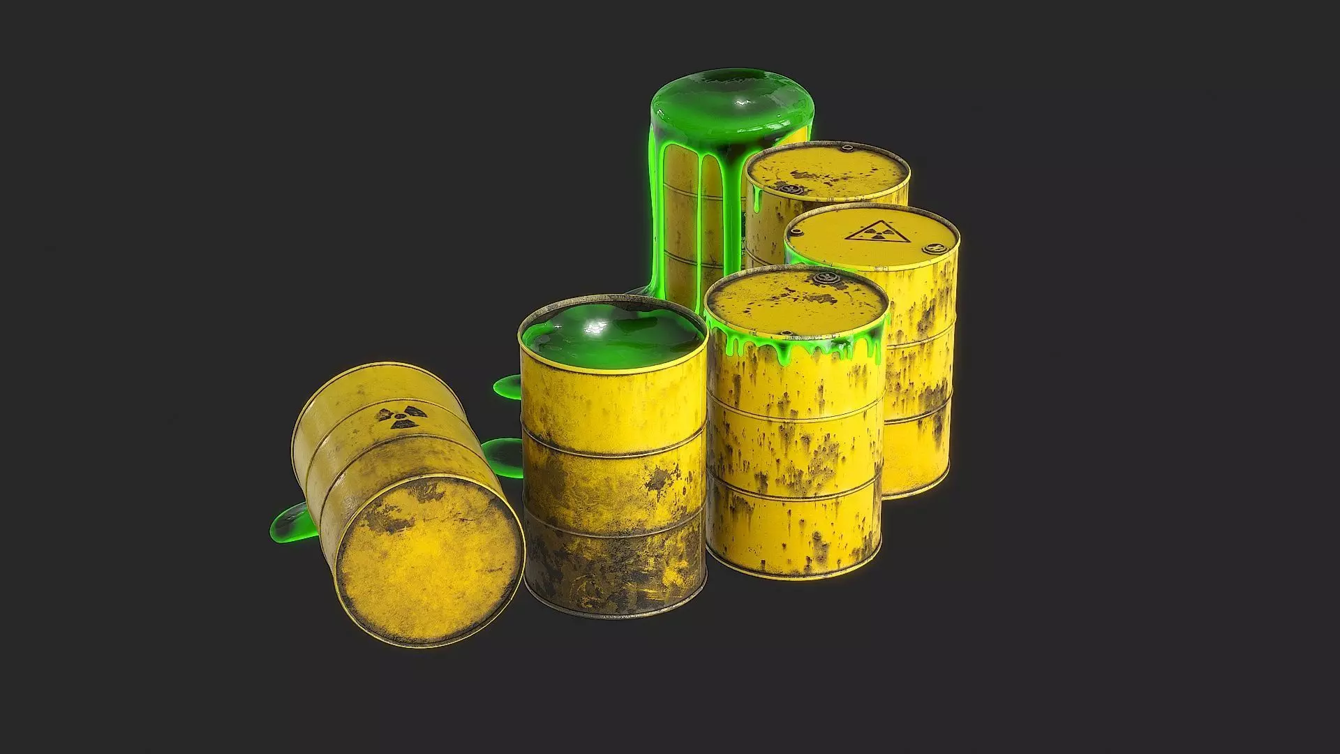 Toxic Waste Barrels Low-poly 3D model_18