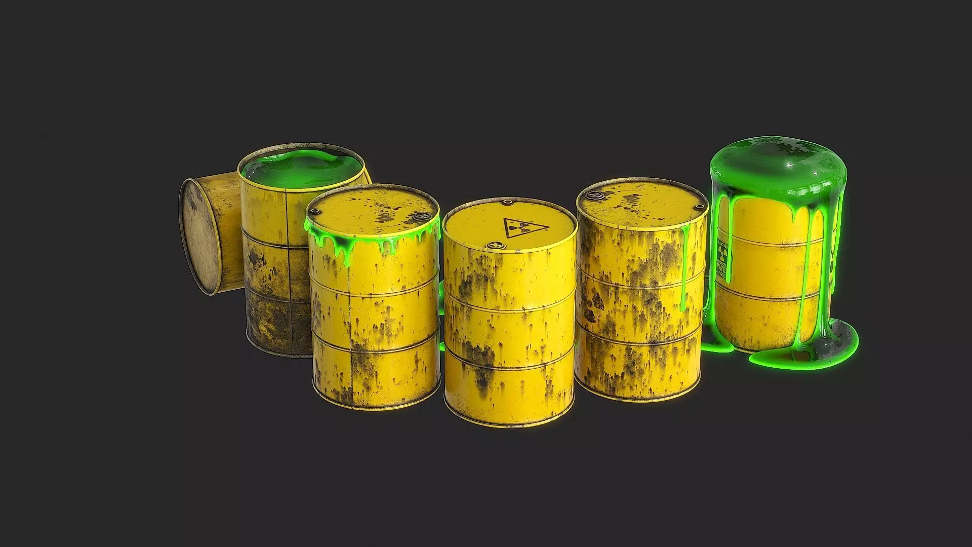 Toxic Waste Barrels Low-poly 3D model_15