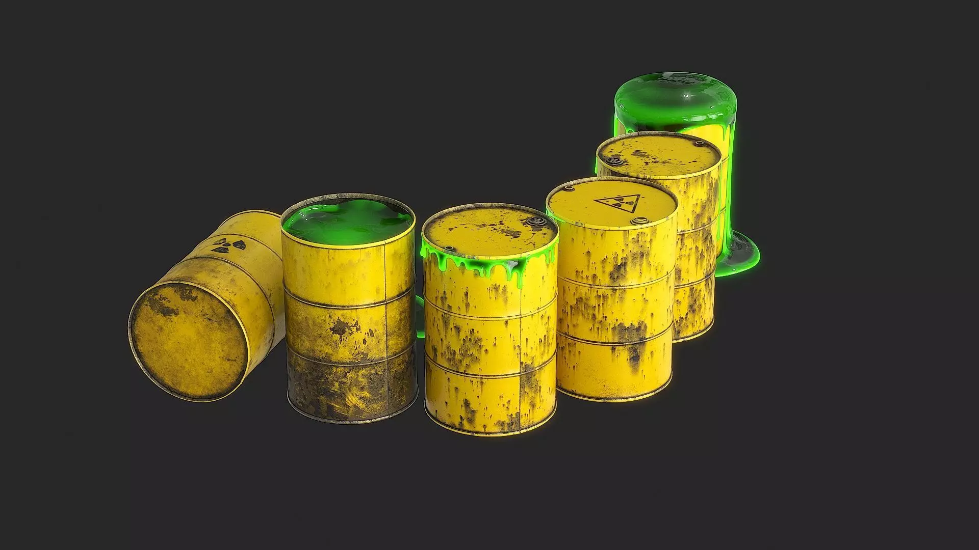 Toxic Waste Barrels Low-poly 3D model_17